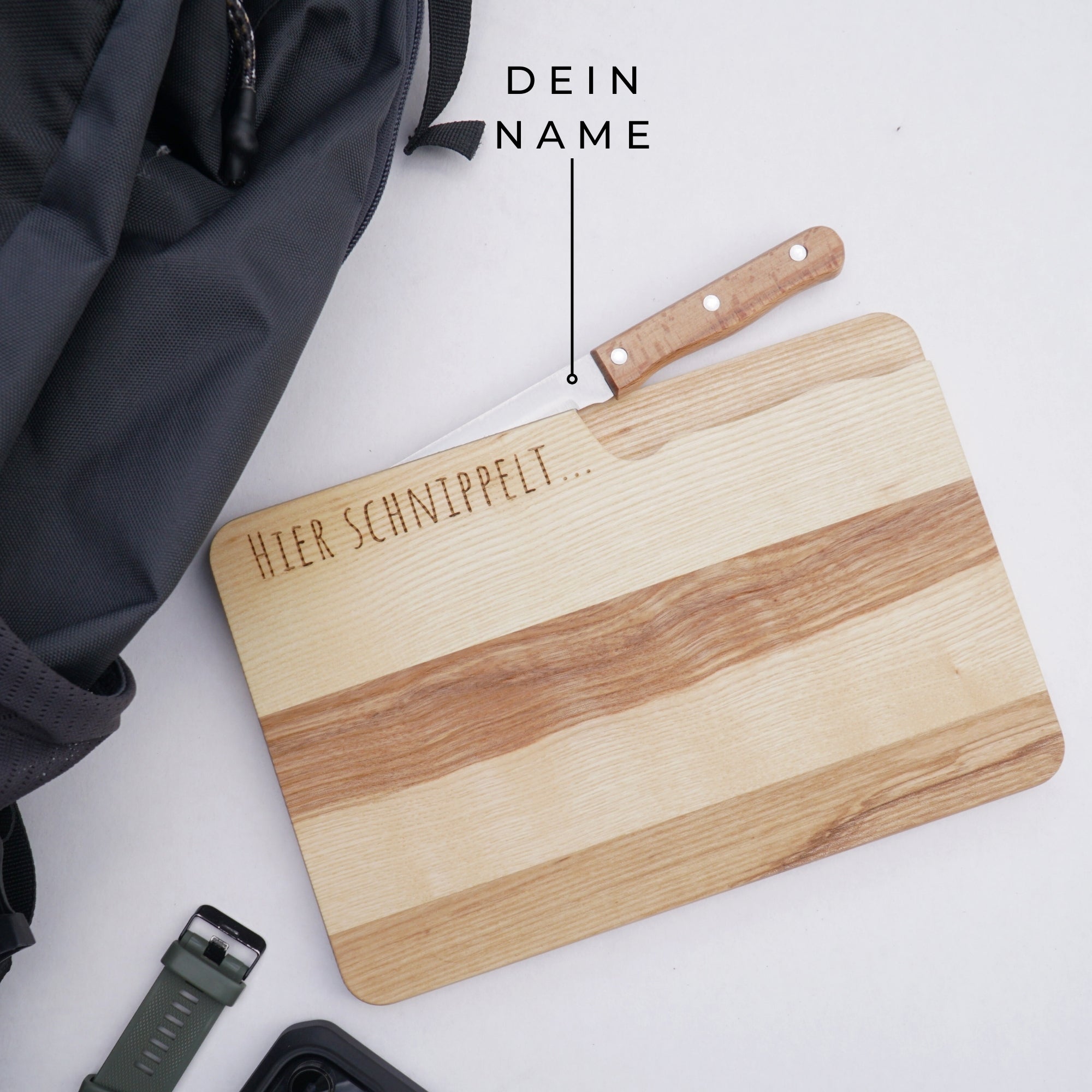 OUTDOOR MESSERBRETT "HIER SCHNIPPELT" GRAVUR - 100% FSC®