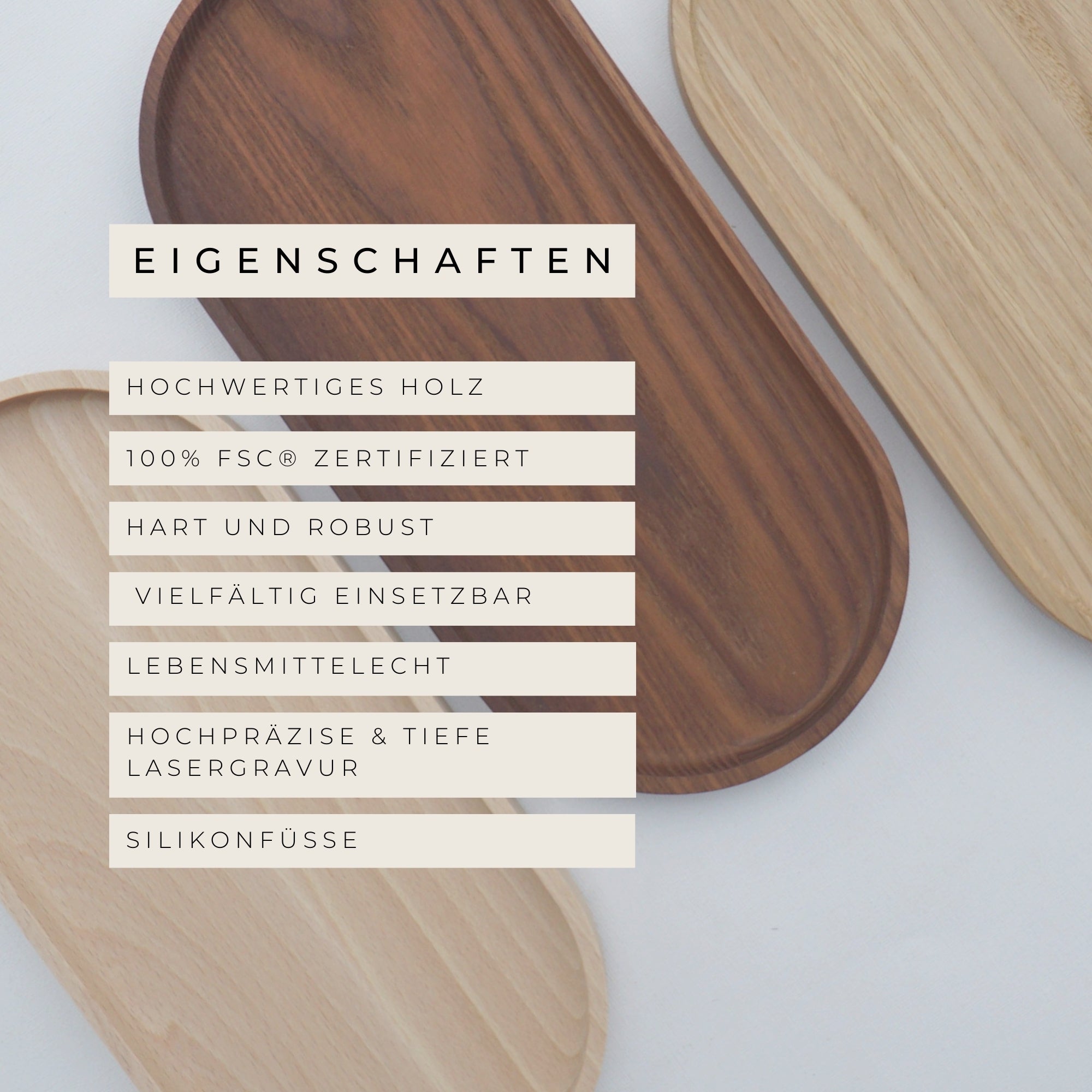 Holztablett - Freundschaft - 100% FSC® - KANU-25