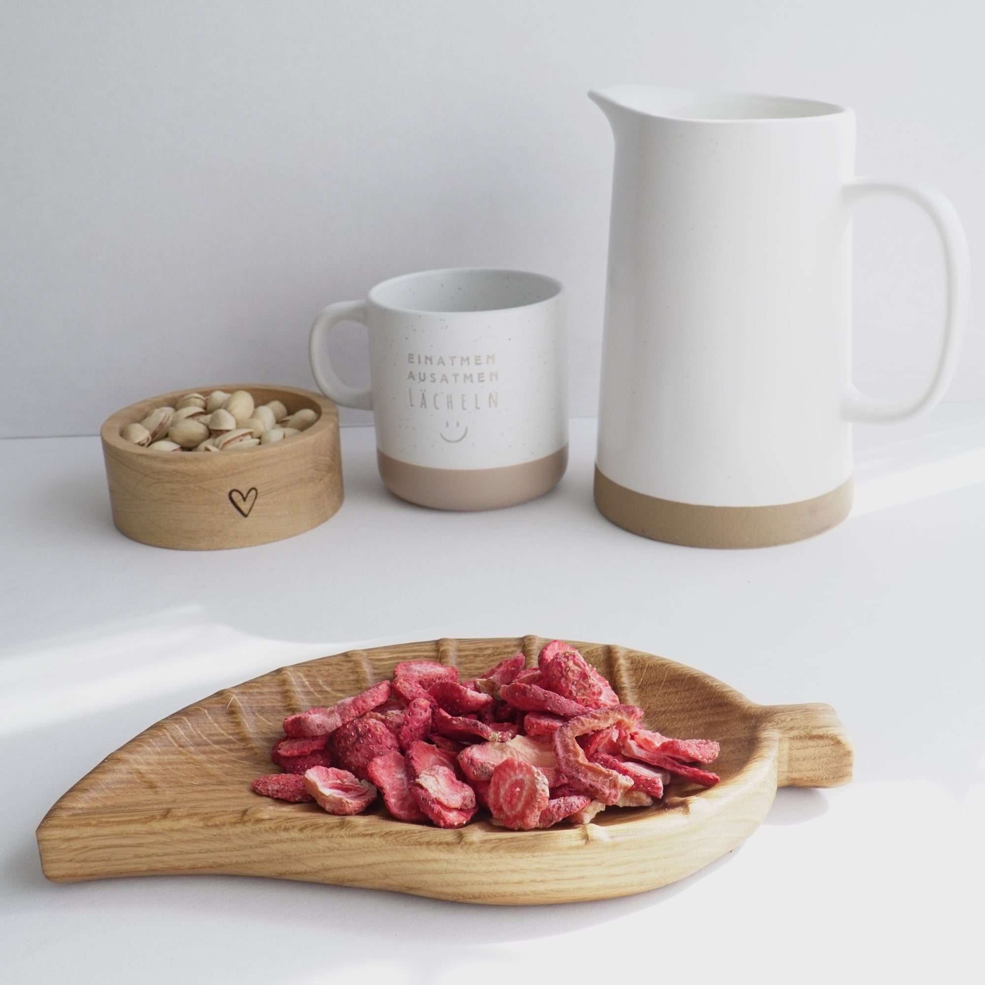 Snackteller in Blattform - 100% Handgerfertigt - Eichenholz - geölt