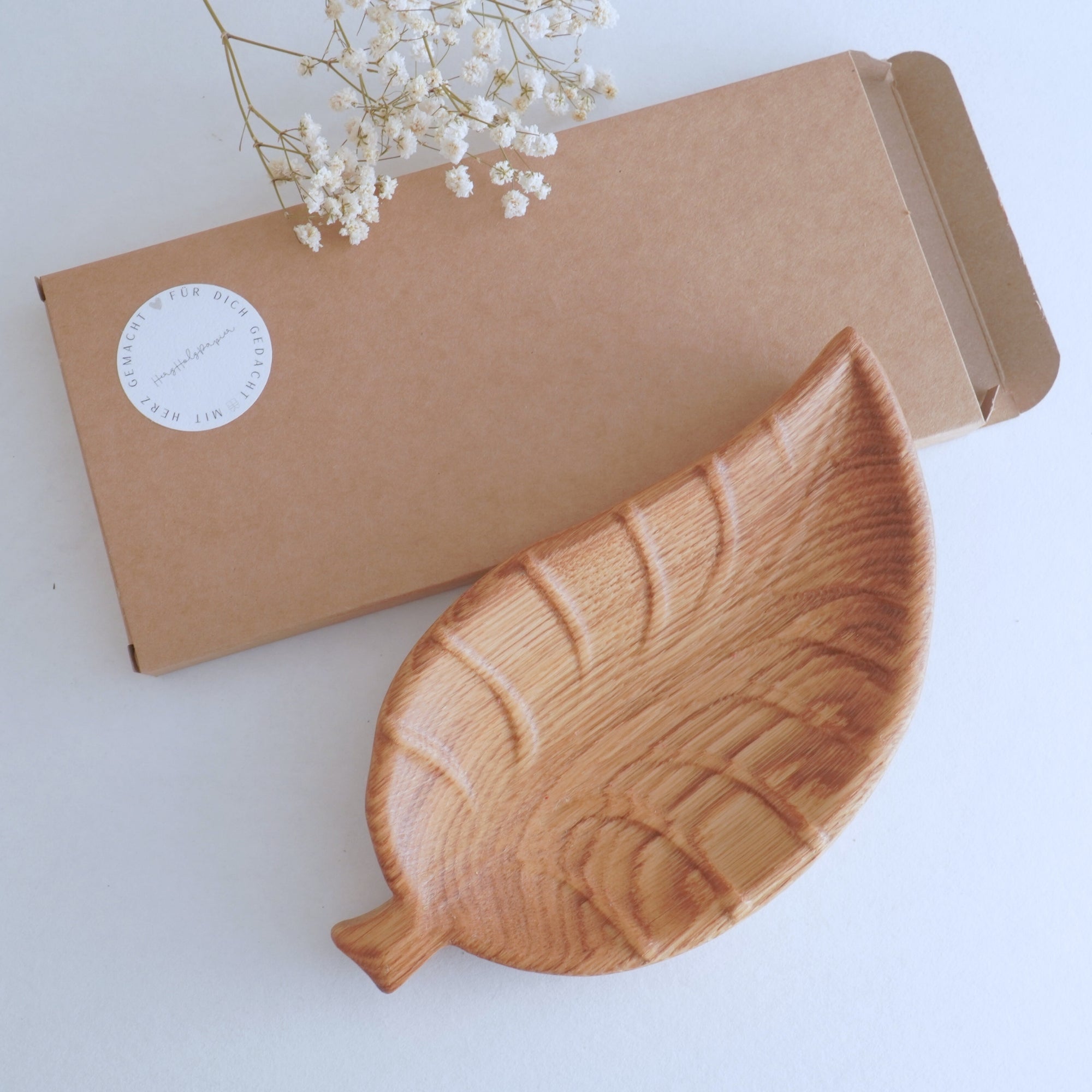 Snackteller in Blattform - 100% Handgerfertigt - Eichenholz - geölt