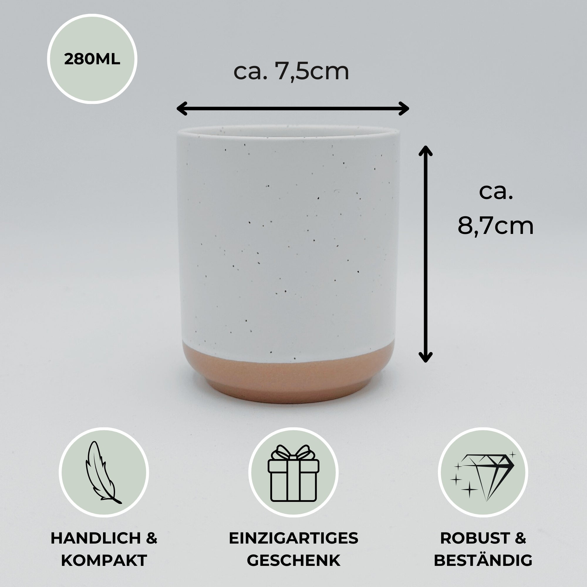 Steingut-Becher ・Personalisiert・280ml・Graviert ・Handmade | SLIM-SANDY