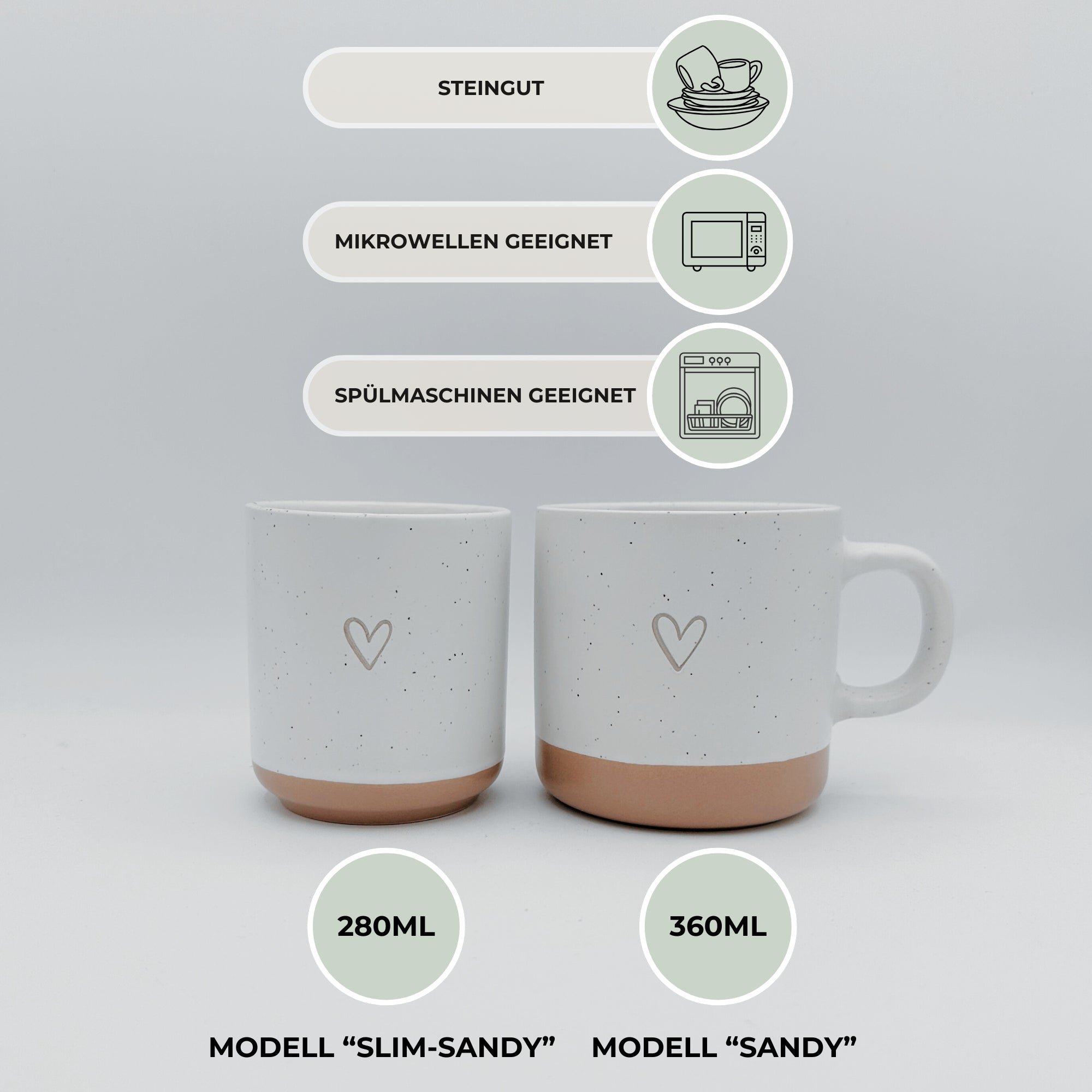Steingut-Becher ・Personalisiert・280ml・Graviert ・Handmade | SLIM-SANDY