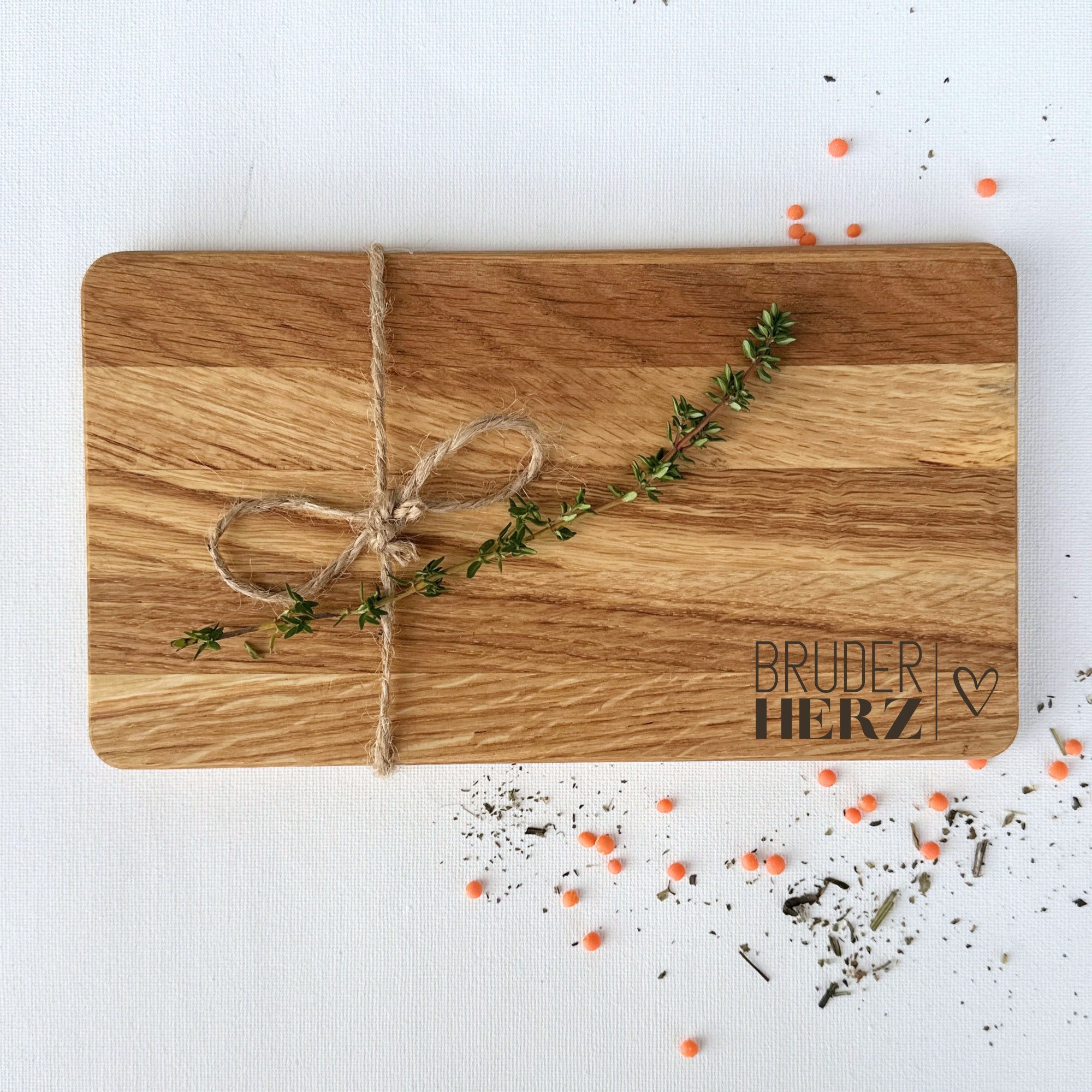 FRÜHSTÜCKSBRETT "BRUDERHERZ" GRAVUR - EICHE GEÖLT - LENA
