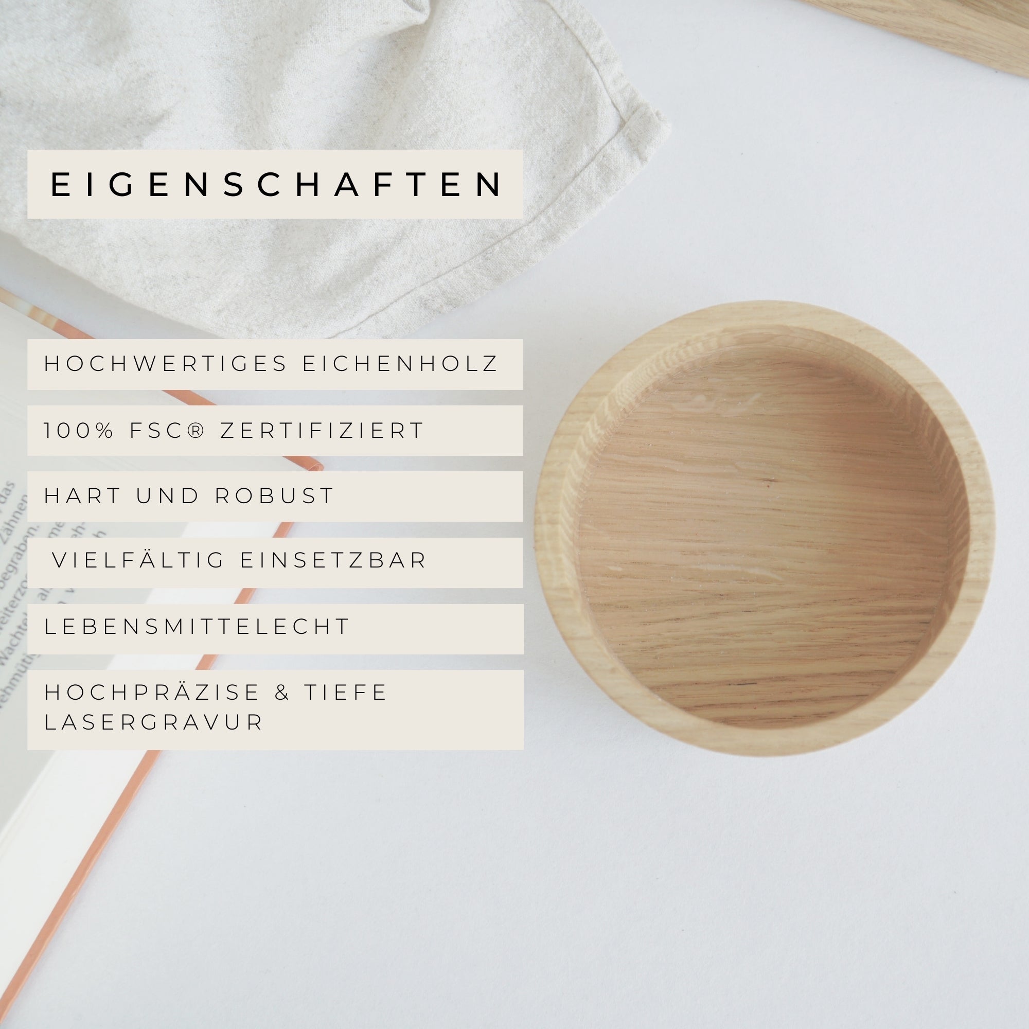 Kleine Snackschale - Seelenfutter - 100% FSC® zertifiziert - Eiche gewachst - BOWLY