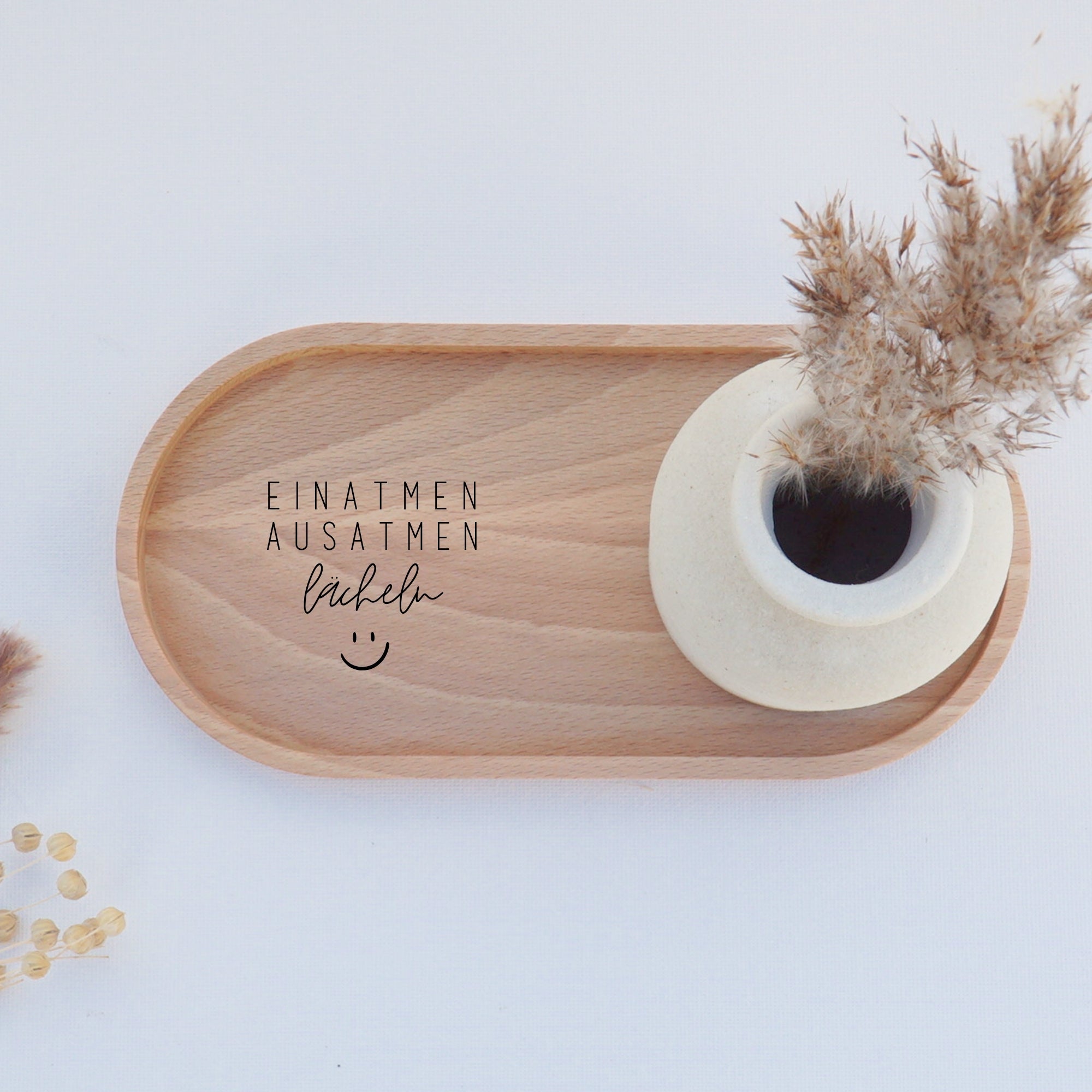 Mini Holztablett Eiche - Einatmen - 100% FSC® - KANU-20