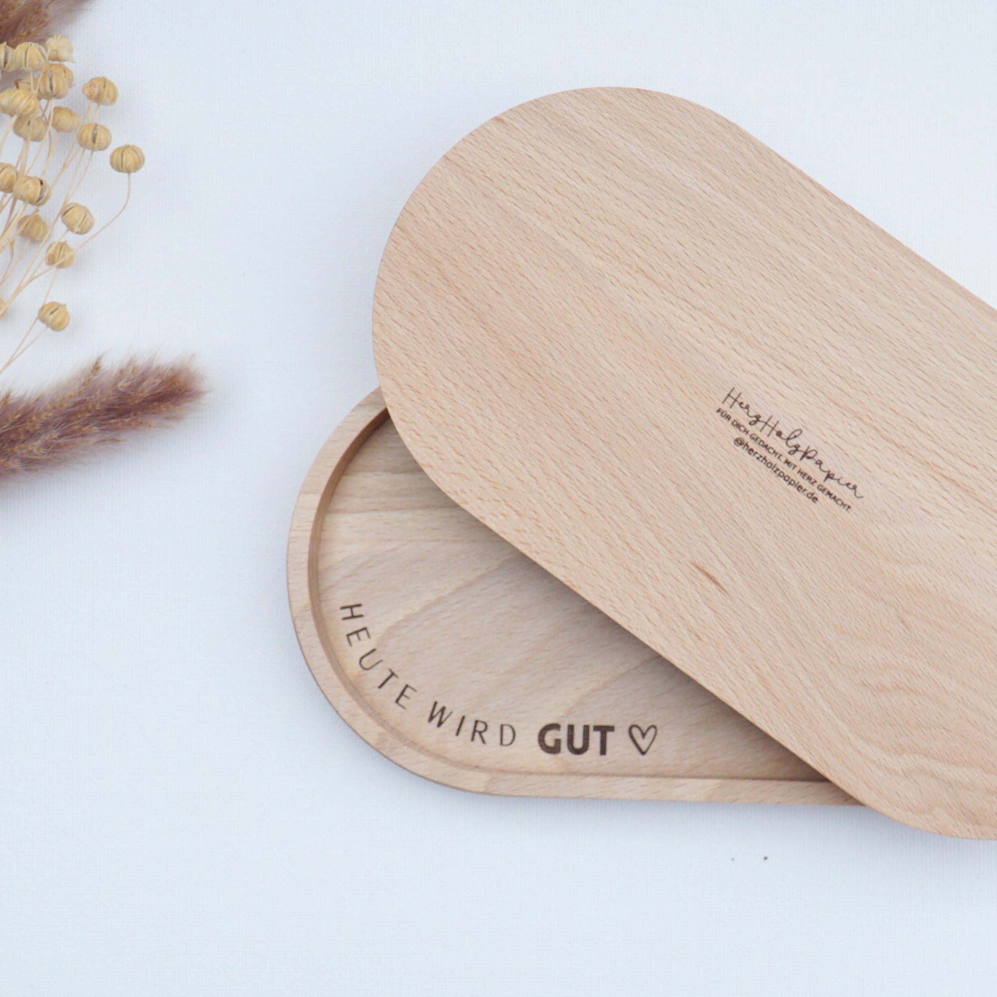 Mini Holztablett Eiche - Glück Freund - 100% FSC® - KANU-20