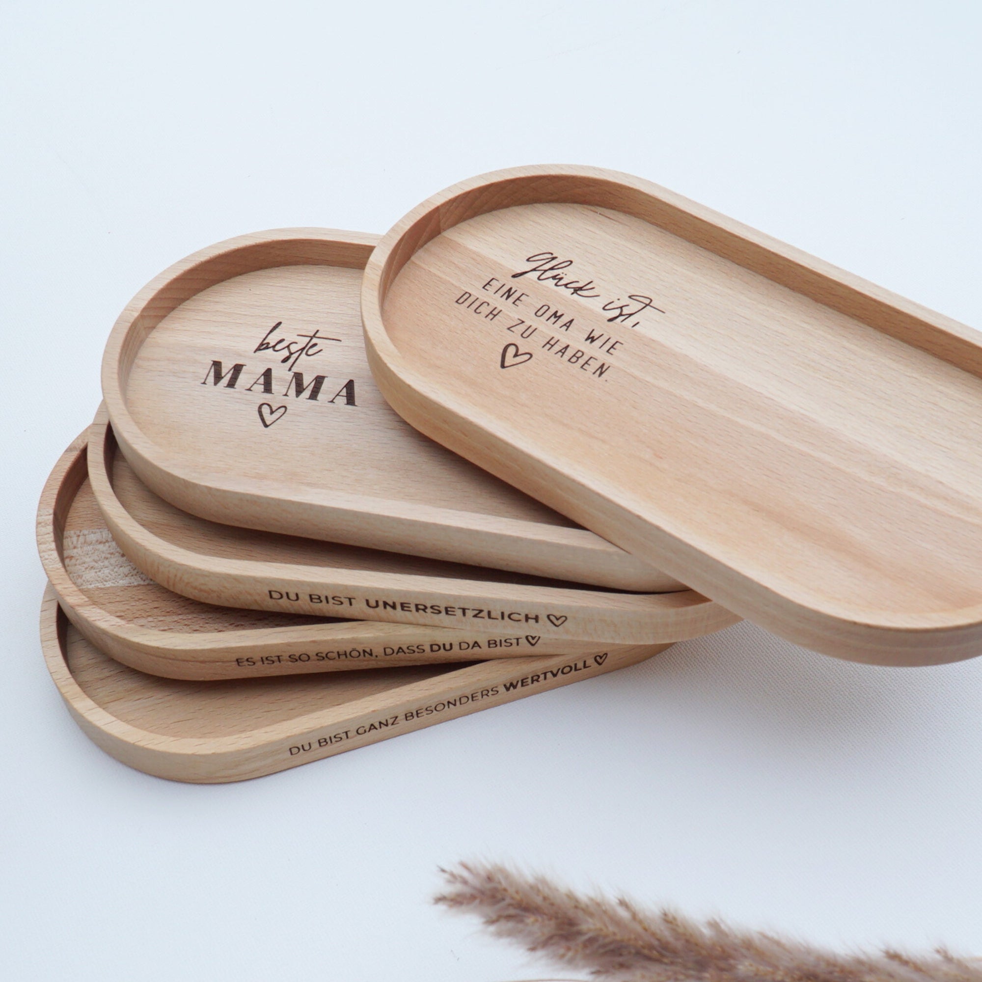 Mini Holztablett Eiche - Glück Freund - 100% FSC® - KANU-20