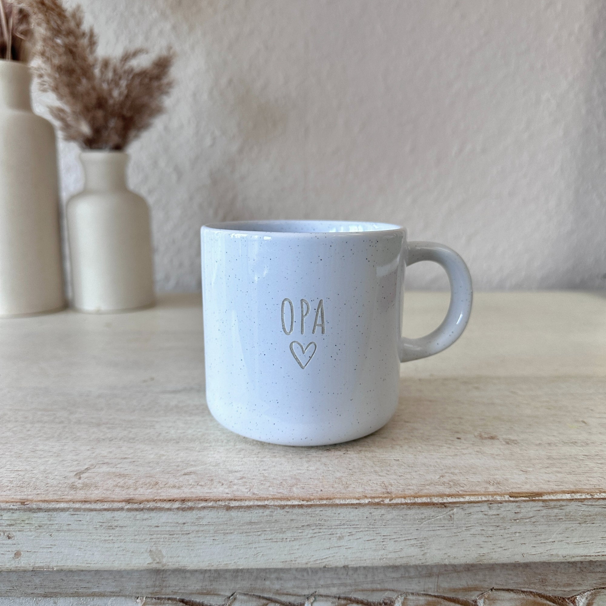 Steinzeug Tasse - "OPA" Gravur - hochglanz | SHINY