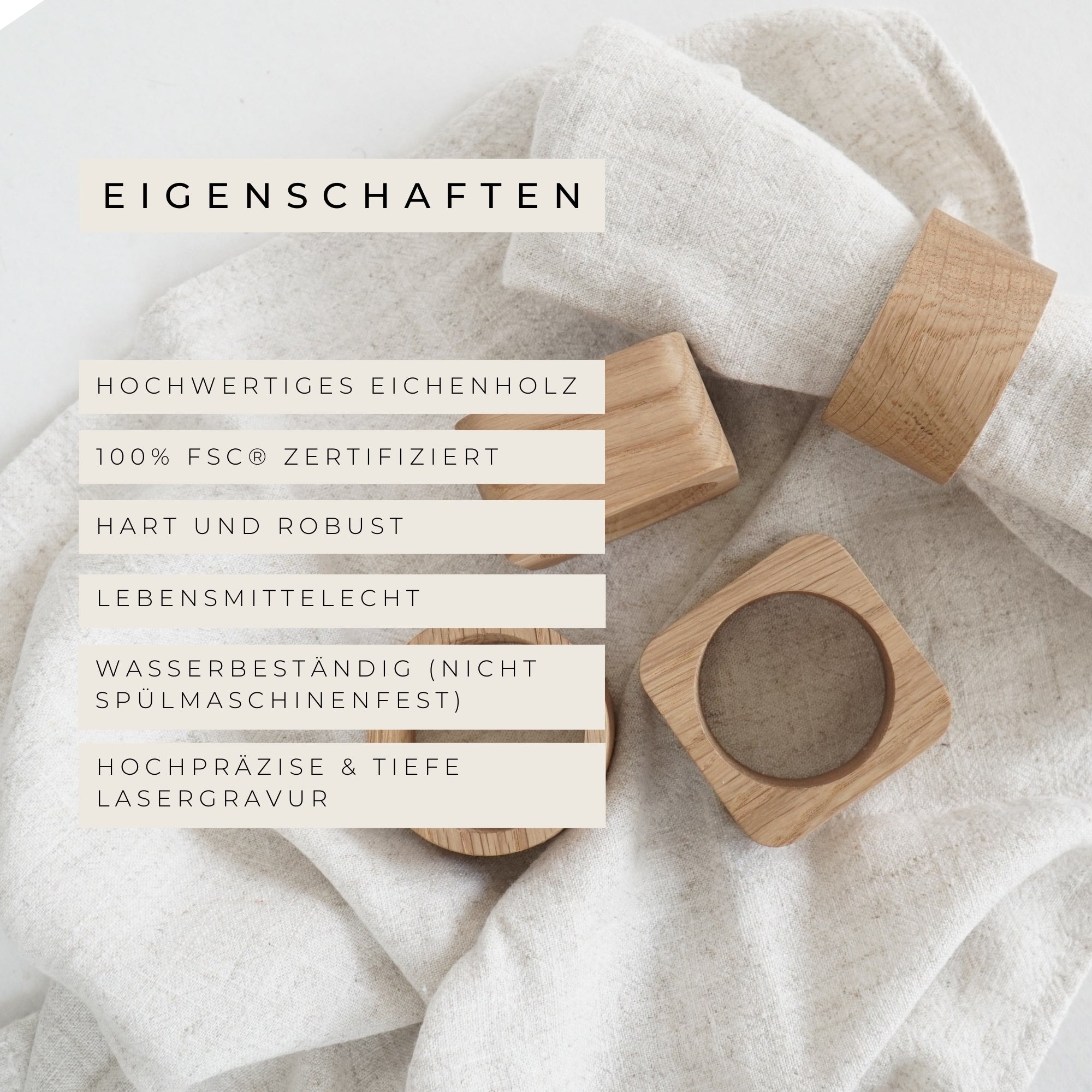 Serviettenring - "Bon Appétit" - Eiche gewachst