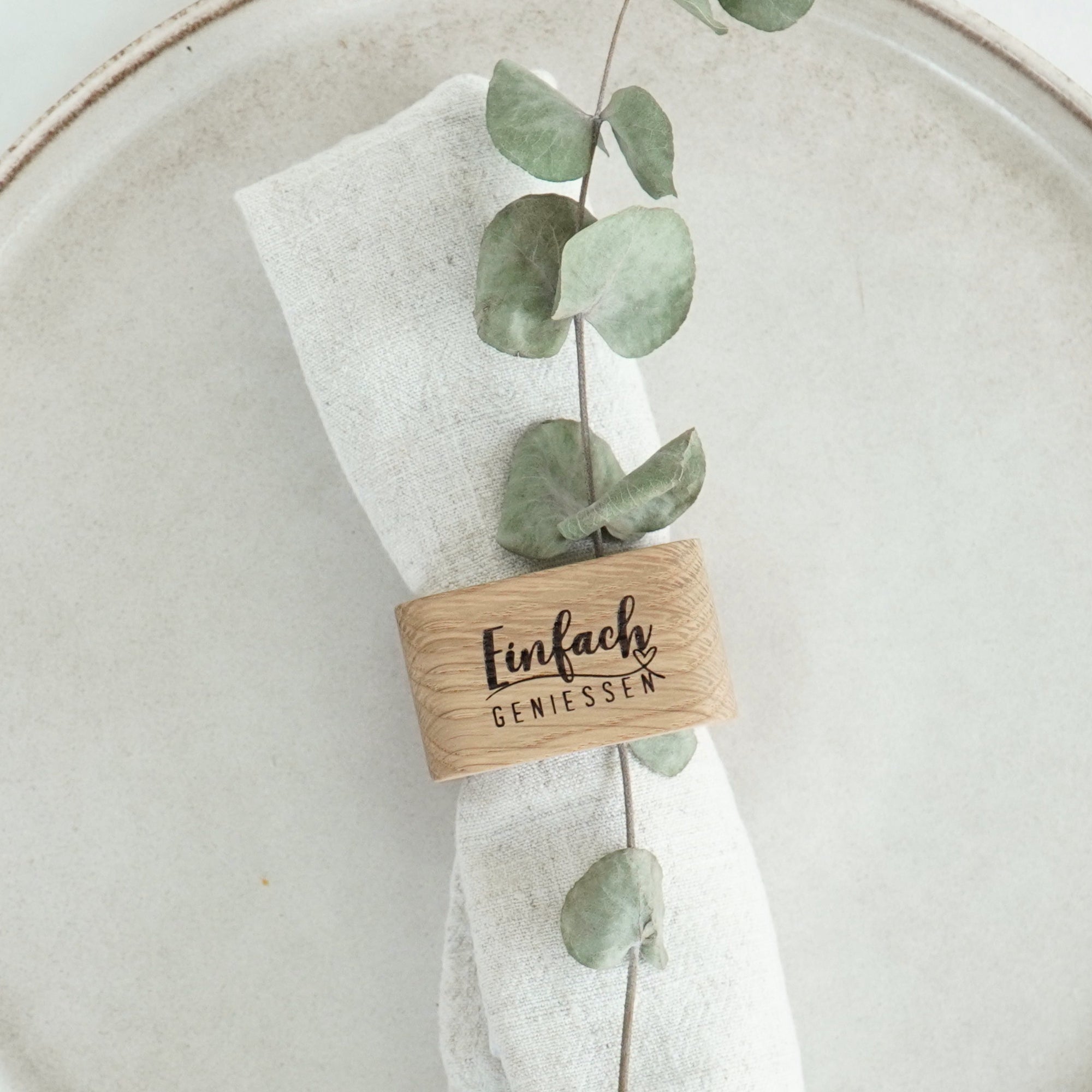 Serviettenring - "Einfach genießen" - Eiche gewachst
