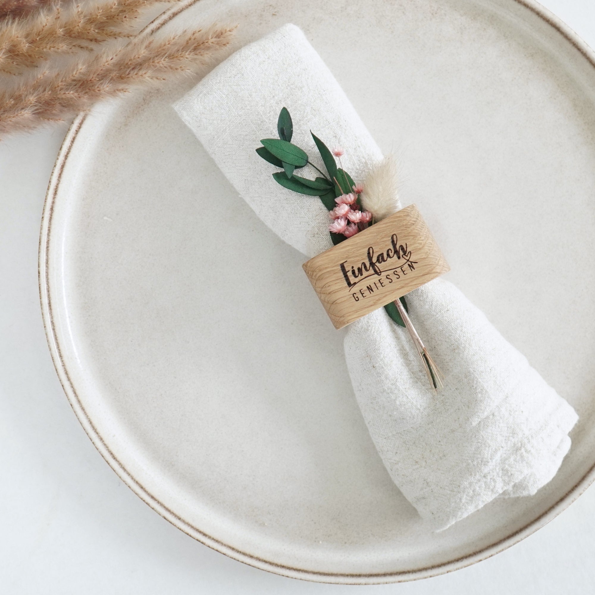 Serviettenring - "Einfach genießen" - Eiche gewachst