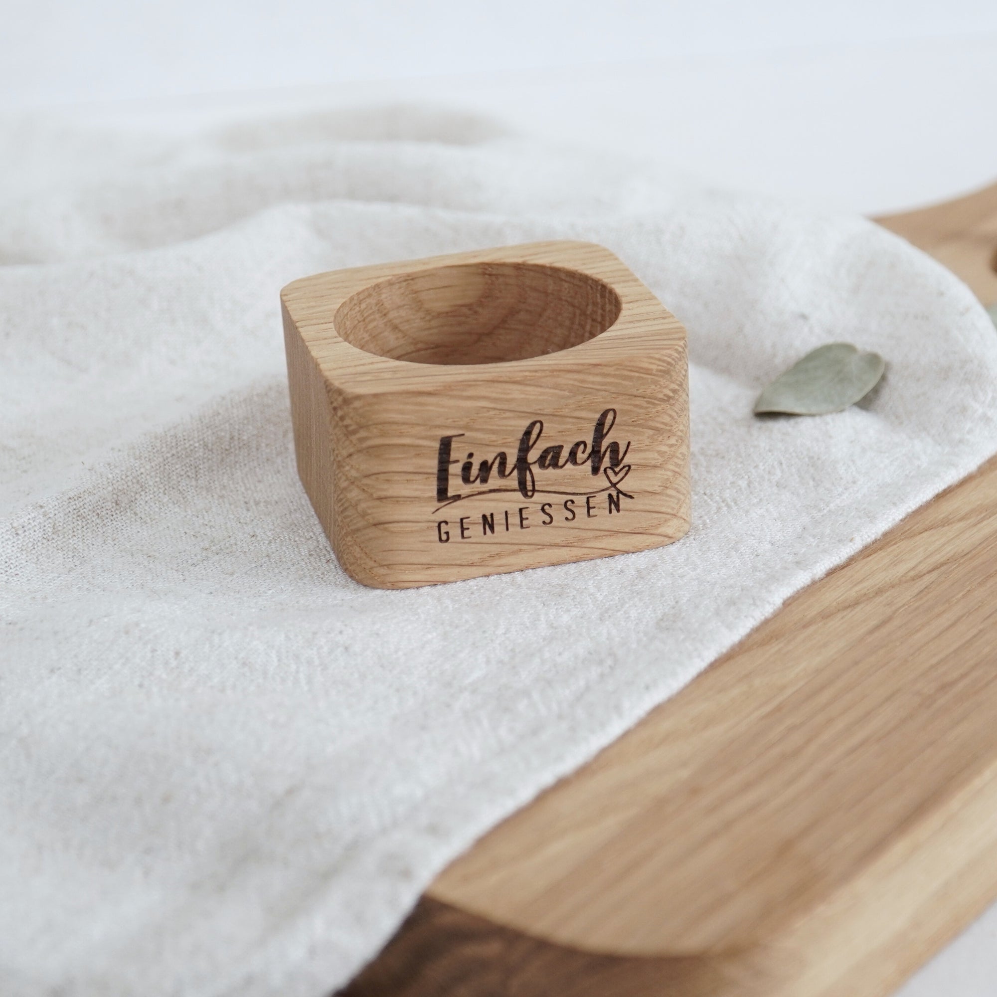 Serviettenring - "Einfach genießen" - Eiche gewachst