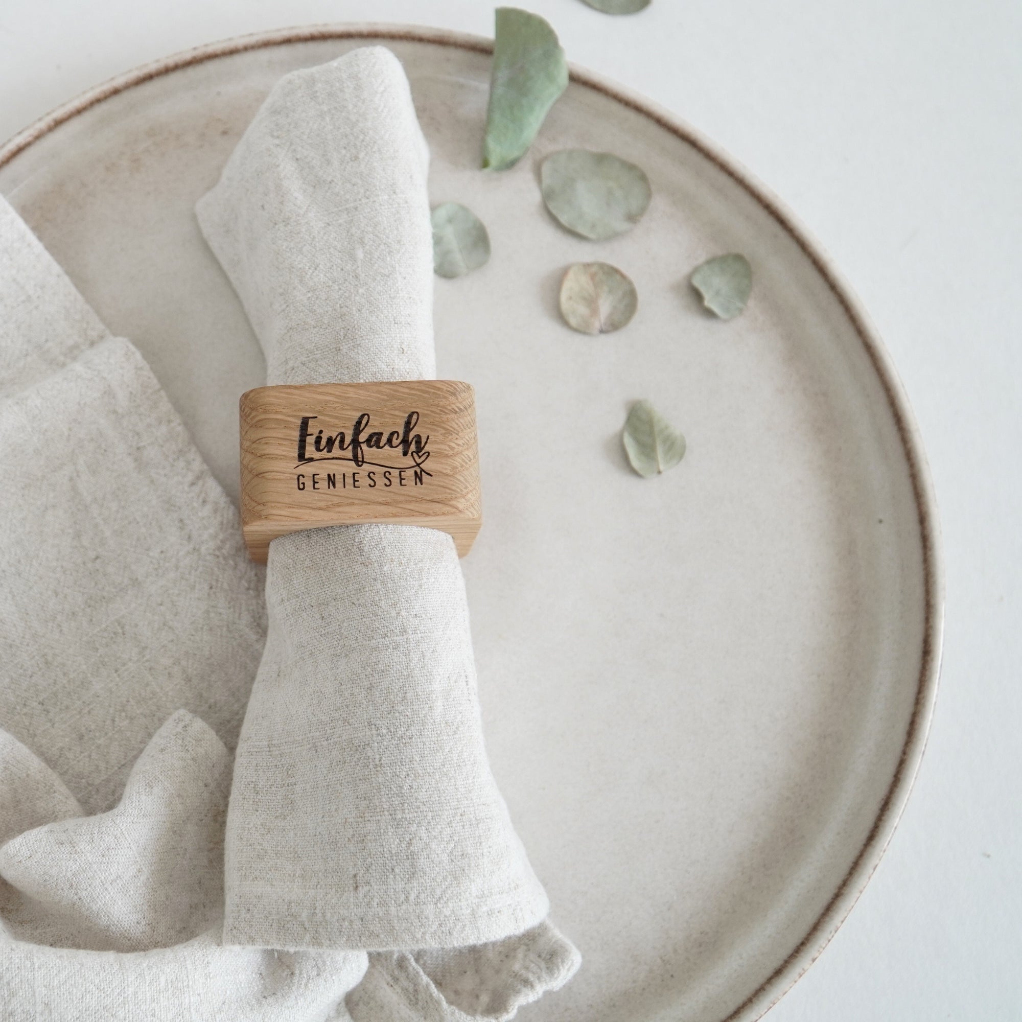 Serviettenring - "Einfach genießen" - Eiche gewachst