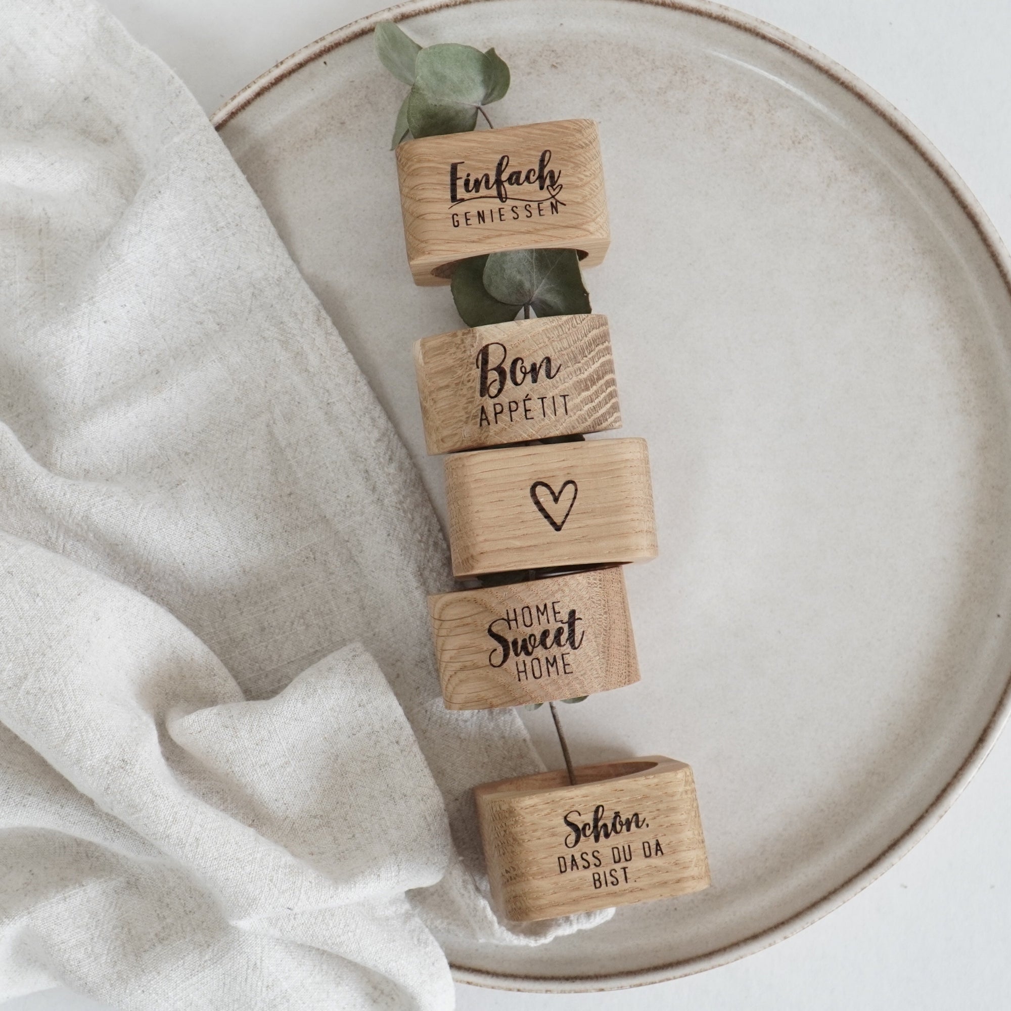 Serviettenring - "Bon Appétit" - Eiche gewachst