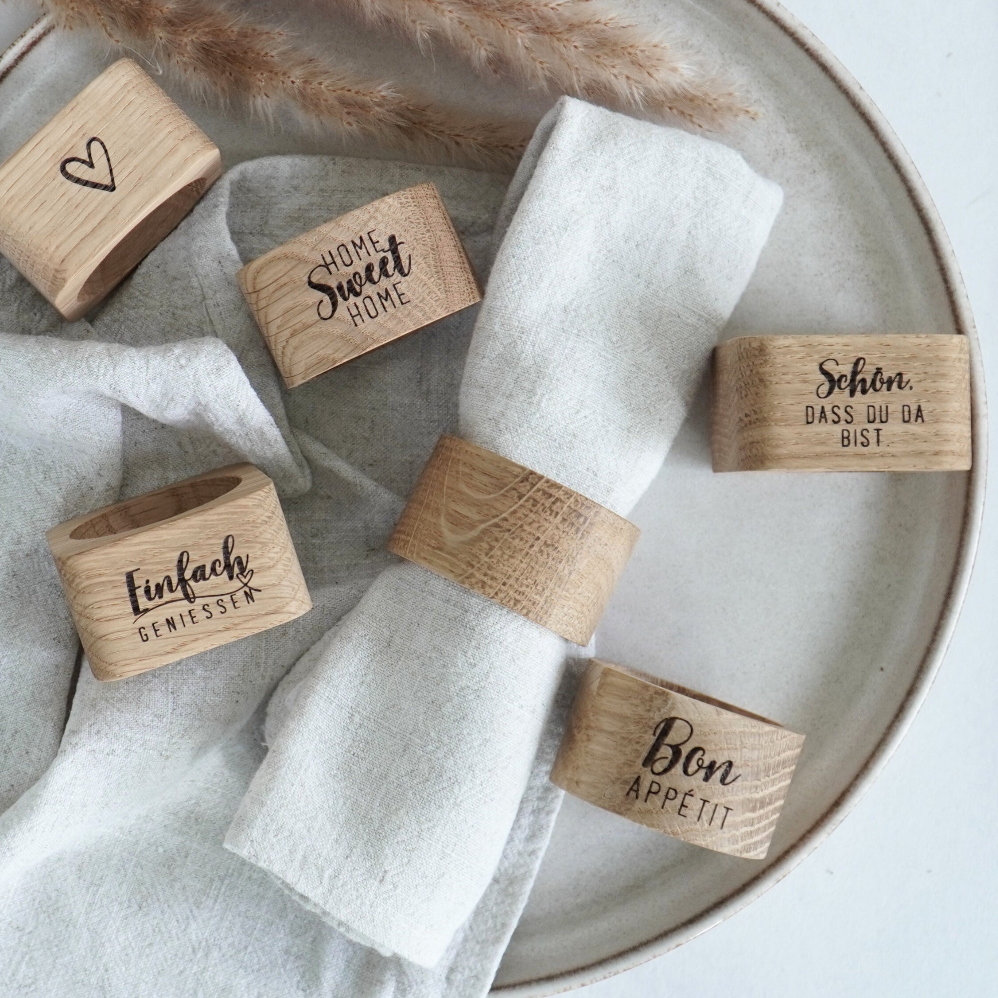 Serviettenring - "Bon Appétit" - Eiche gewachst