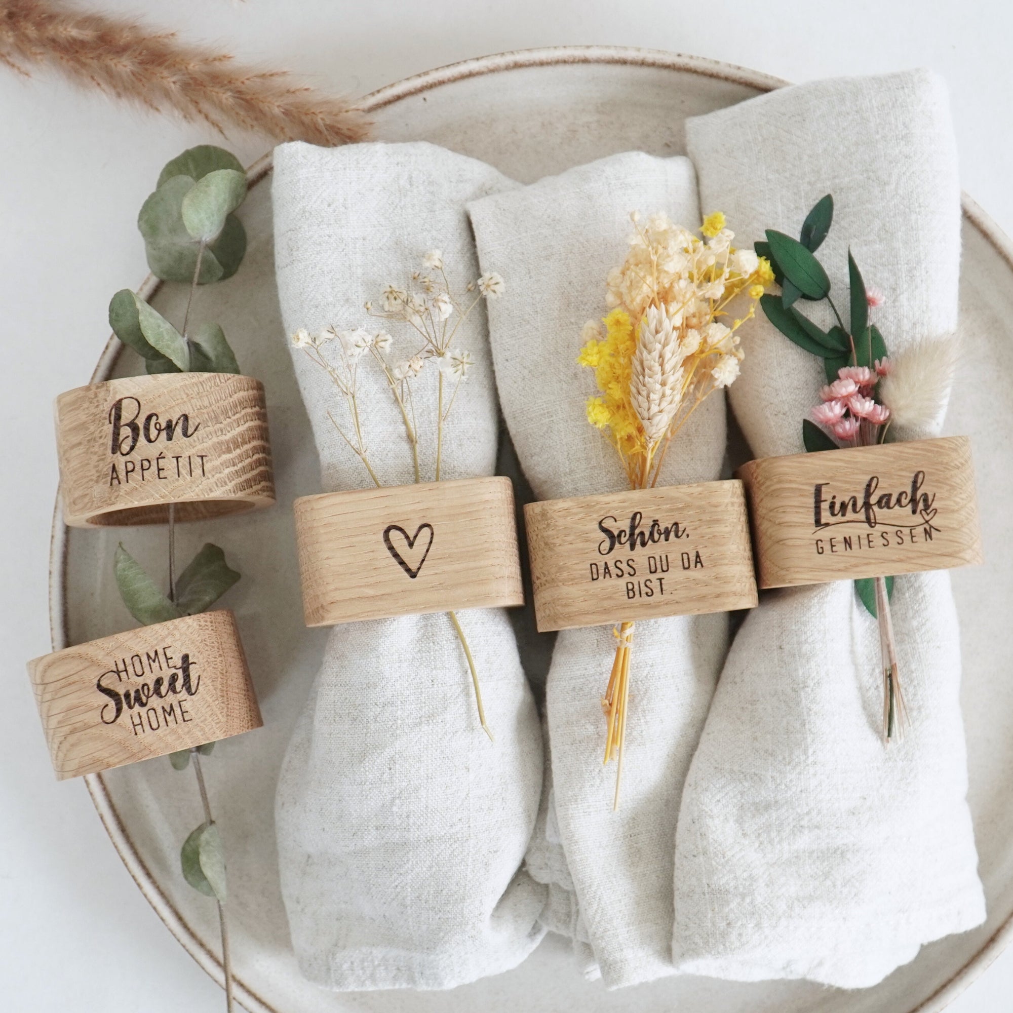 Serviettenring - "Bon Appétit" - Eiche gewachst