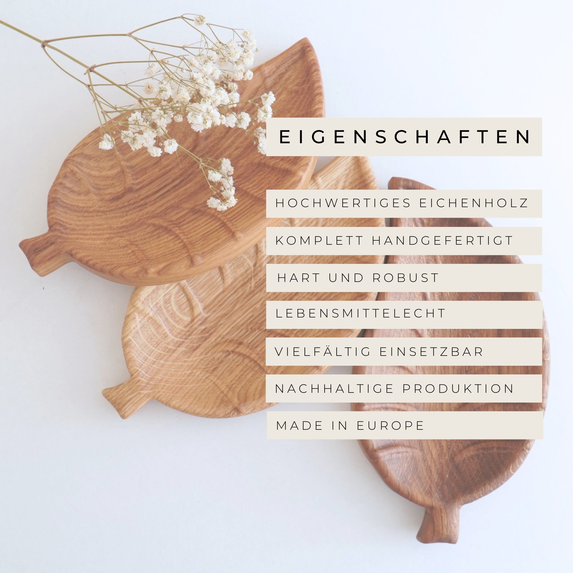 Snackteller in Blattform - 100% Handgerfertigt - Eichenholz - geölt