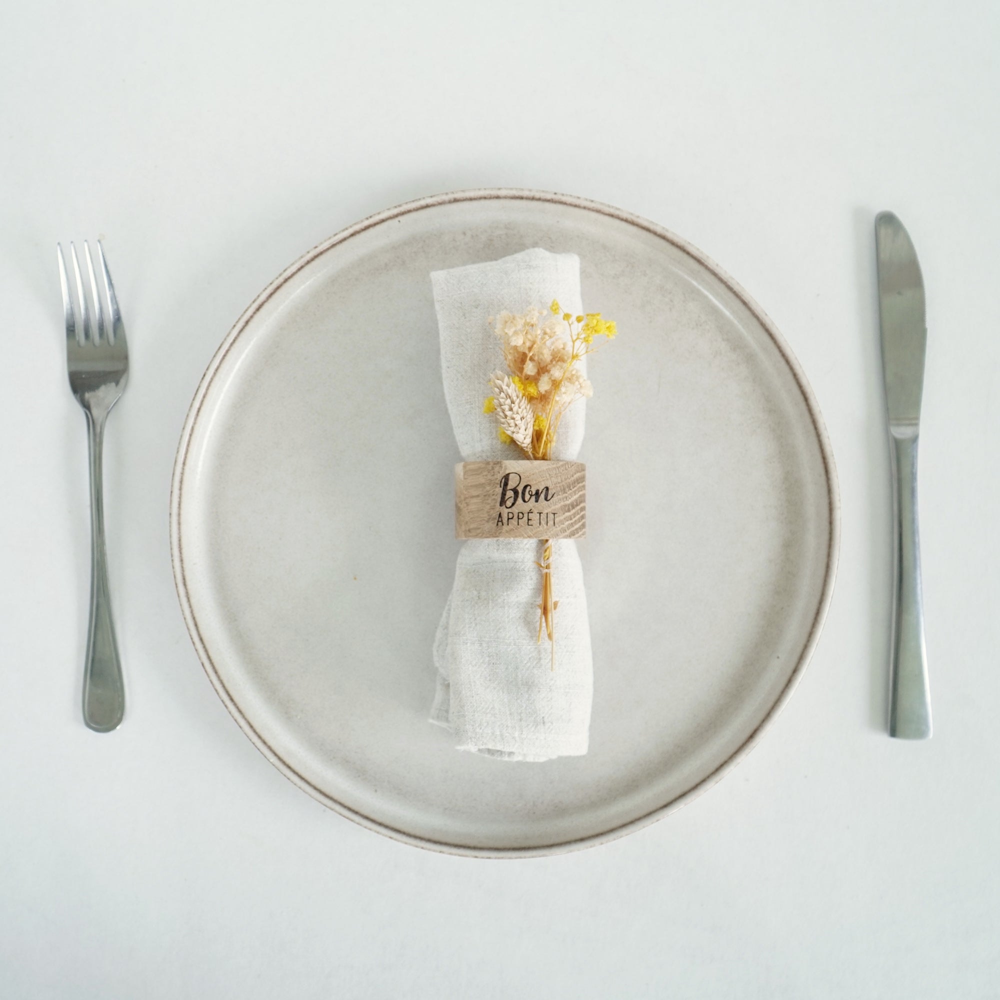 Serviettenring - "Bon Appétit" - Eiche gewachst