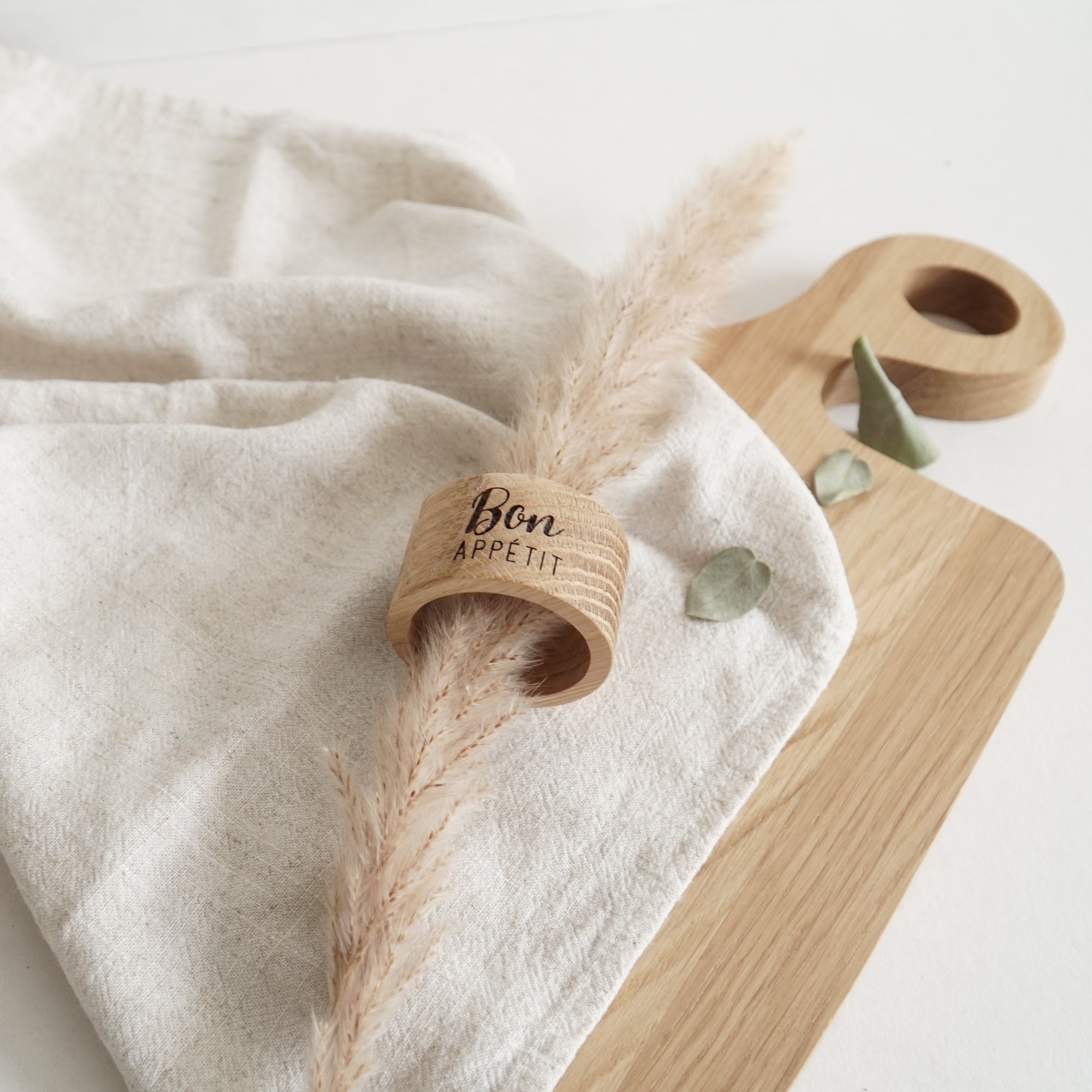 Serviettenring - "Bon Appétit" - Eiche gewachst