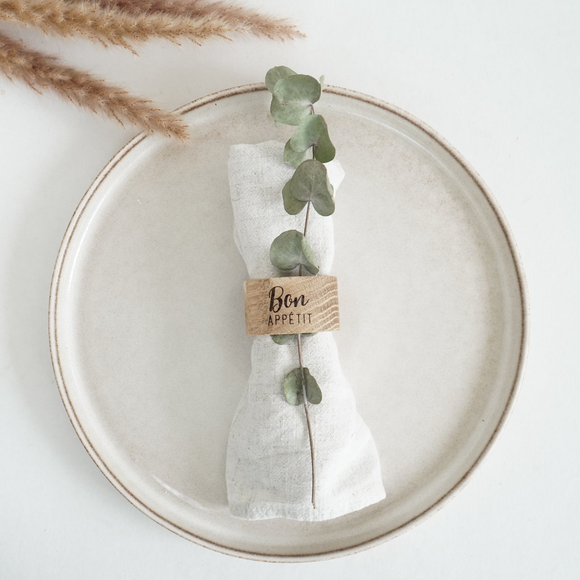 Serviettenring - "Bon Appétit" - Eiche gewachst