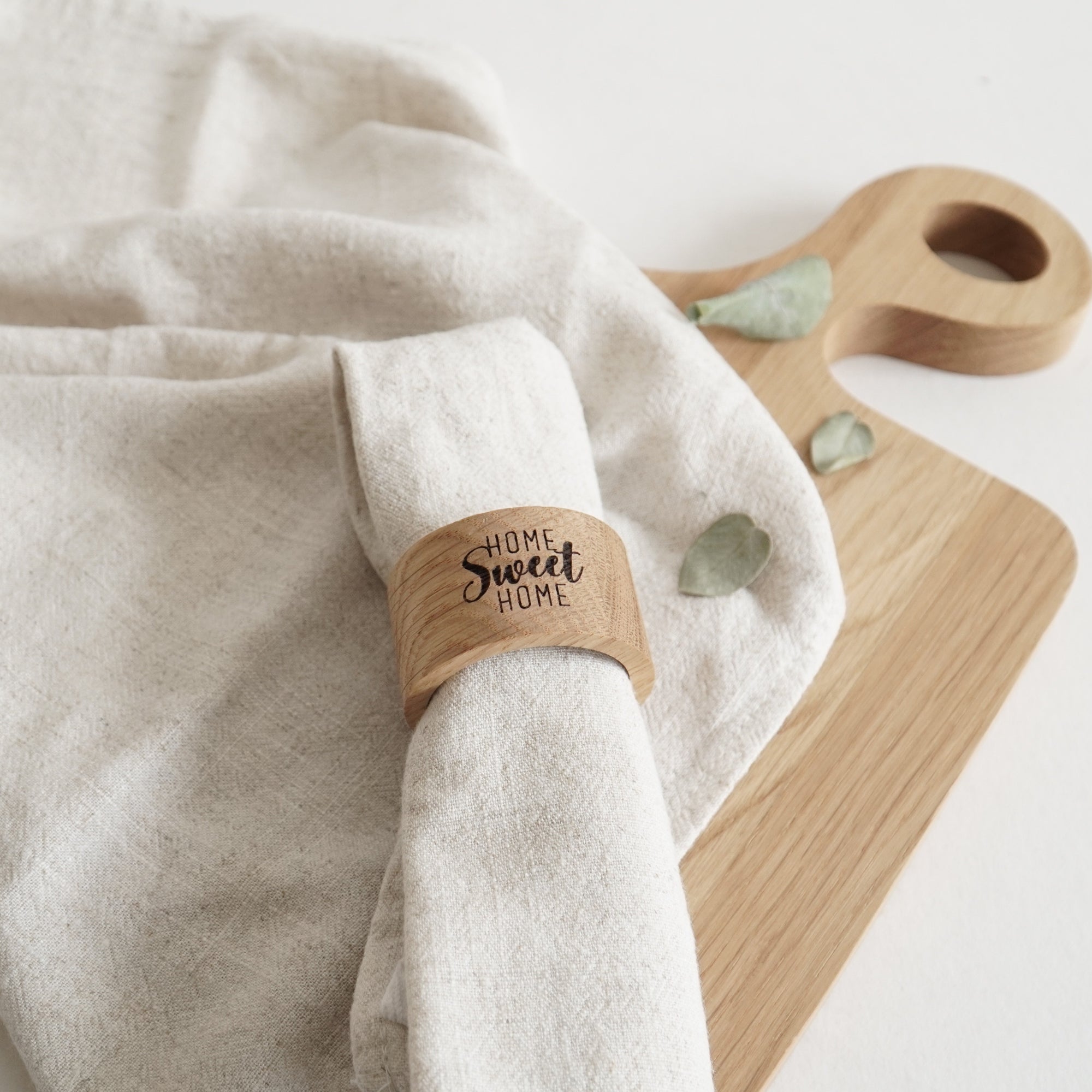 Serviettenring - "Home Sweet Home" - Eiche gewachst
