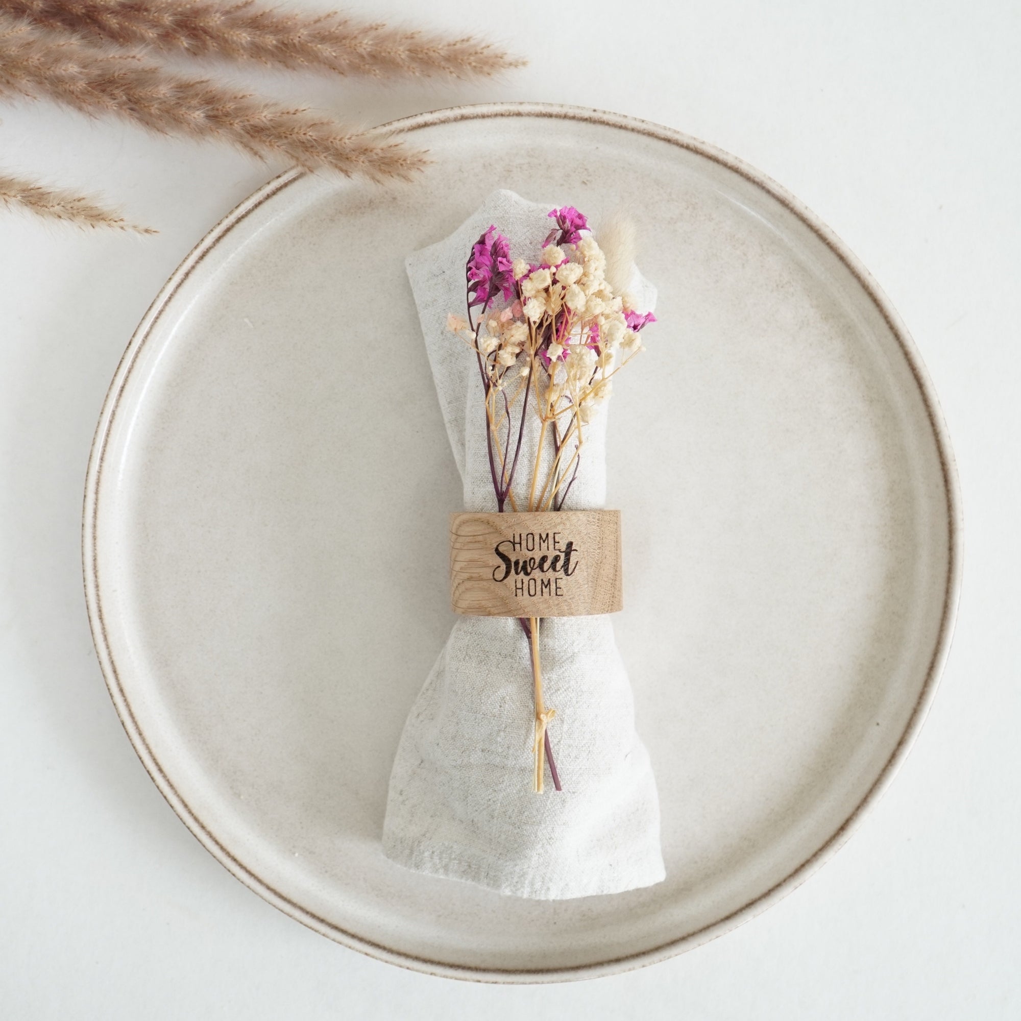 Serviettenring - "Home Sweet Home" - Eiche gewachst