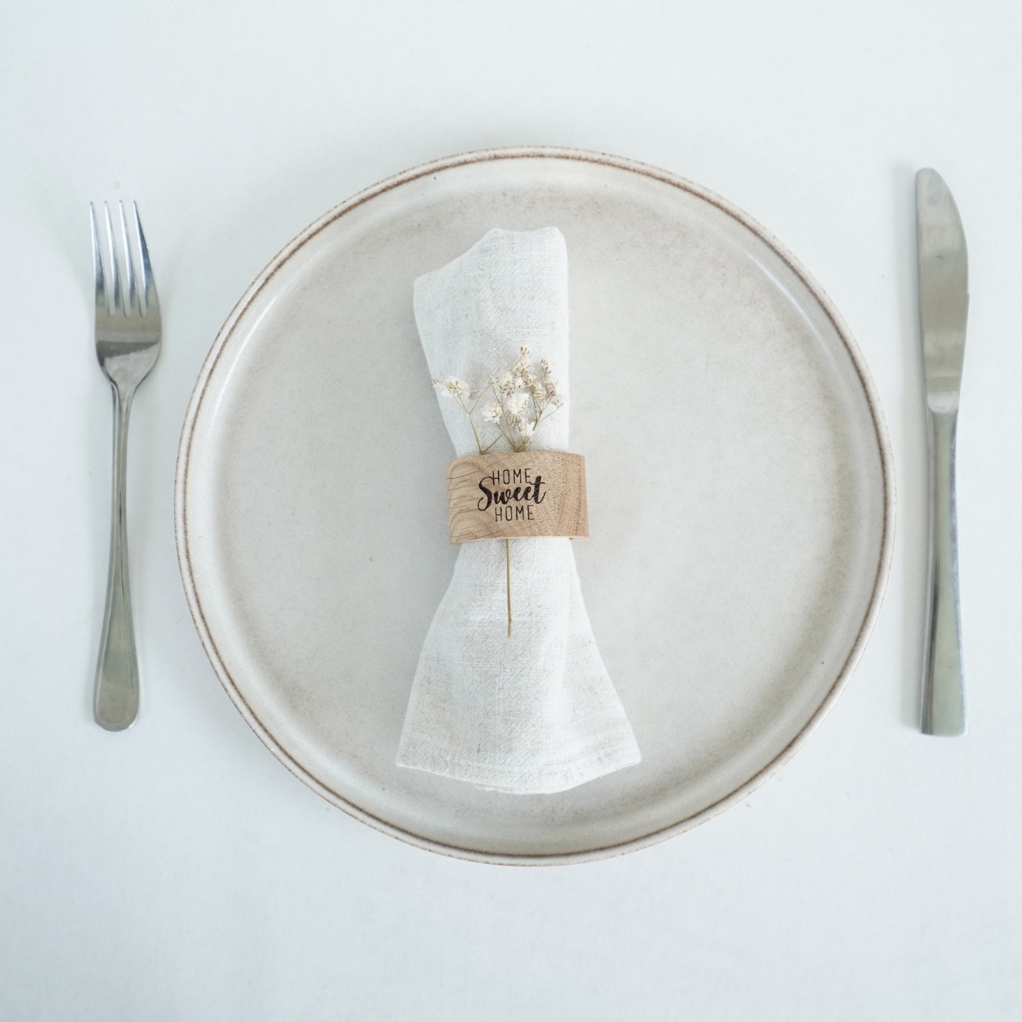 Serviettenring - "Home Sweet Home" - Eiche gewachst