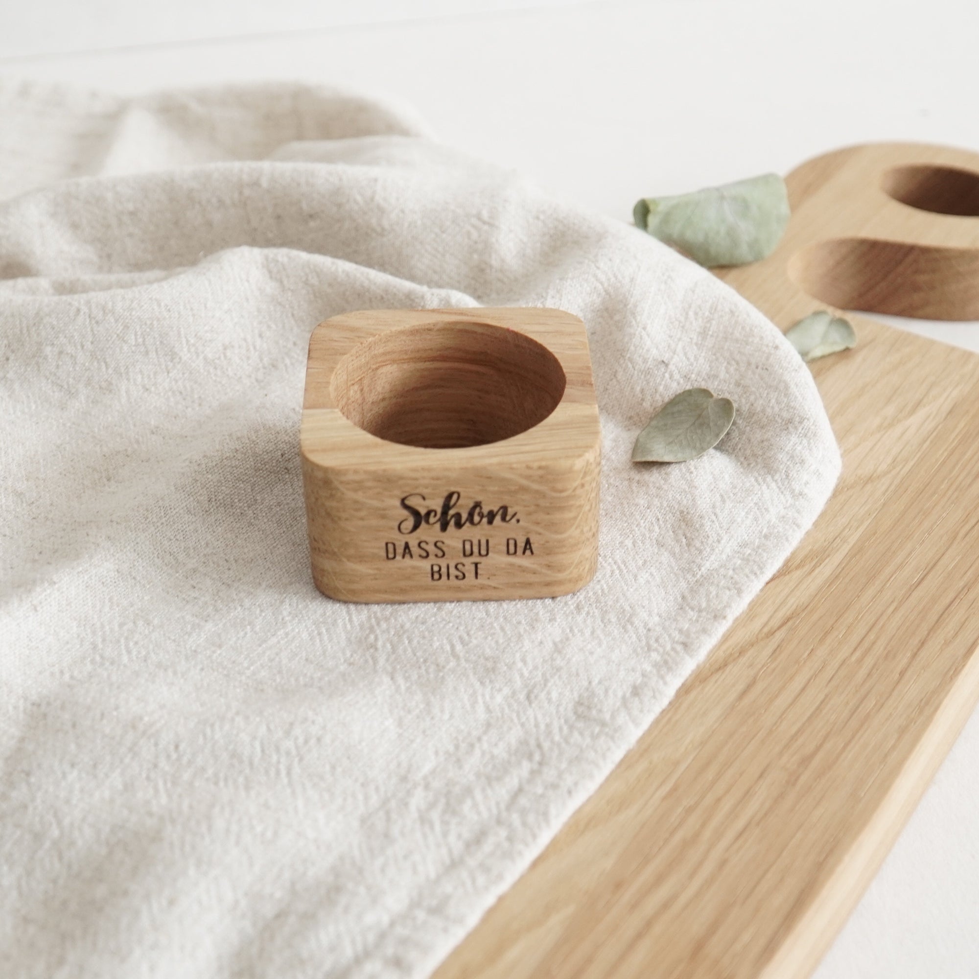 Serviettenring - "Schön, dass du da bist." - Eiche gewachst