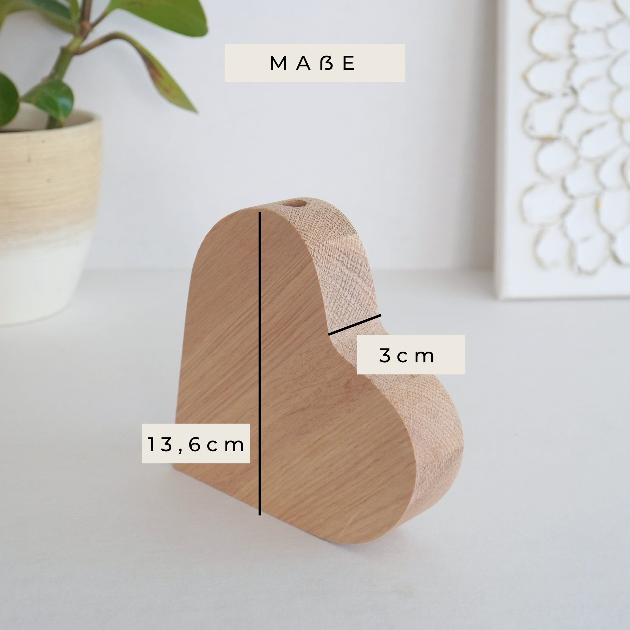 Herzform "Lieblingshebamme" massivem Eichenholz inkl. Trockenblumen