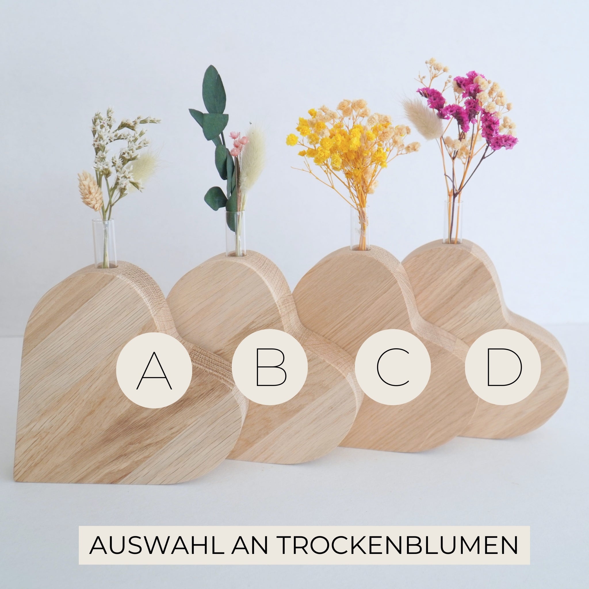 Herzform "Lieblingshebamme" massivem Eichenholz inkl. Trockenblumen