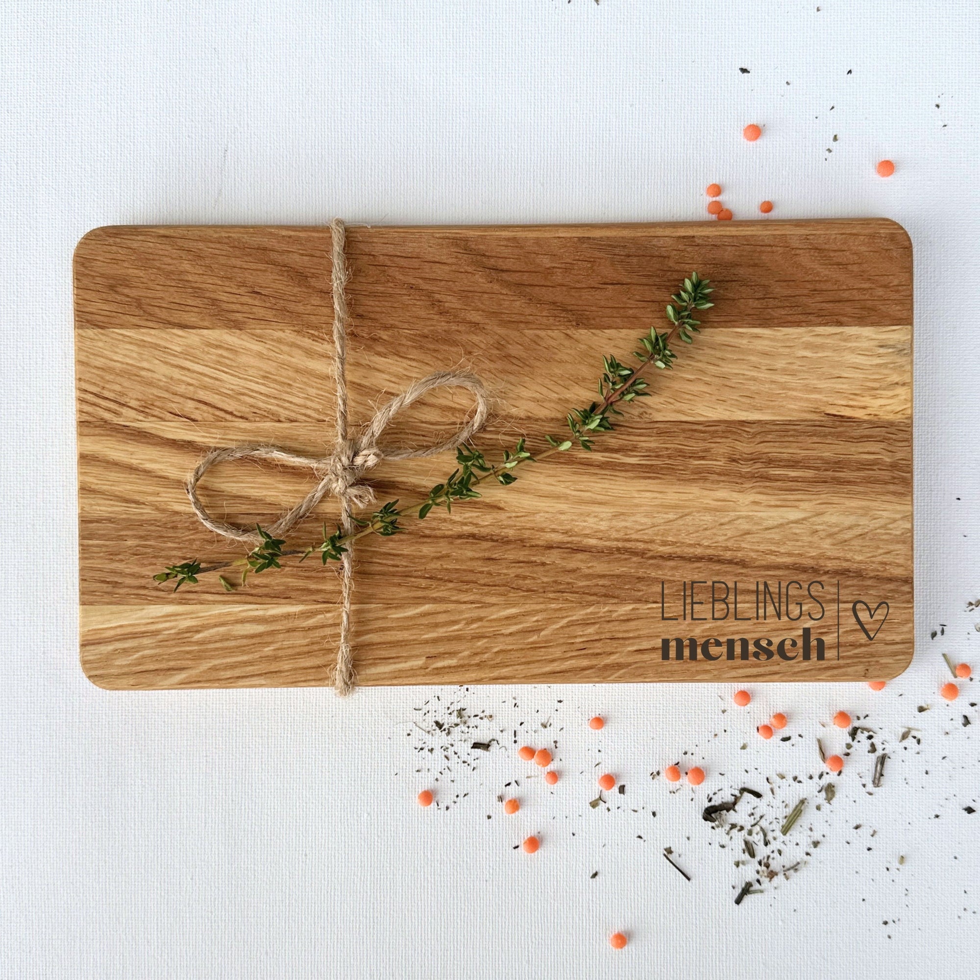 FRÜHSTÜCKSBRETT "LIEBLINGSMENSCH" GRAVUR - EICHE GEÖLT - LENA