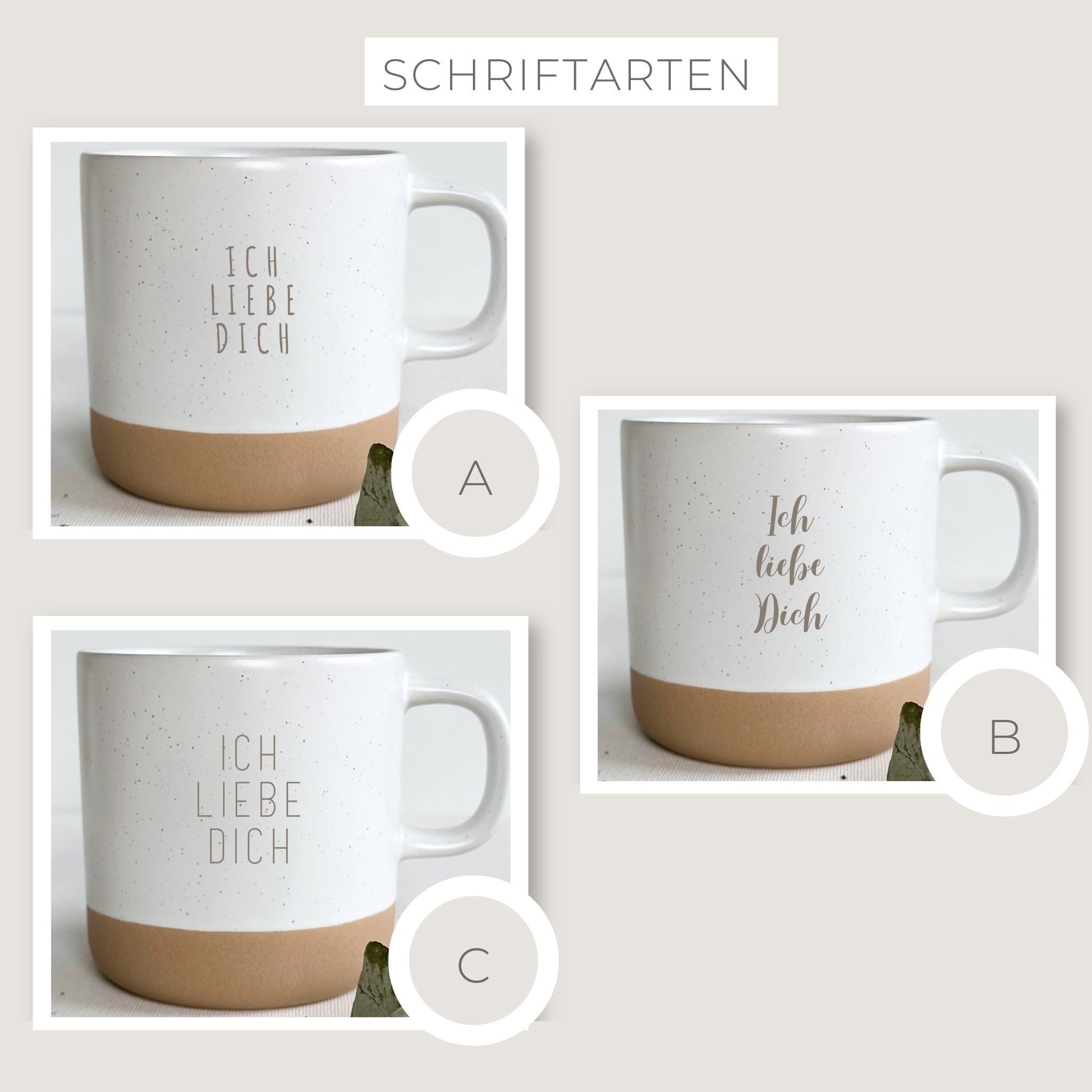 Personalisierte Steingut Tasse - SANDY