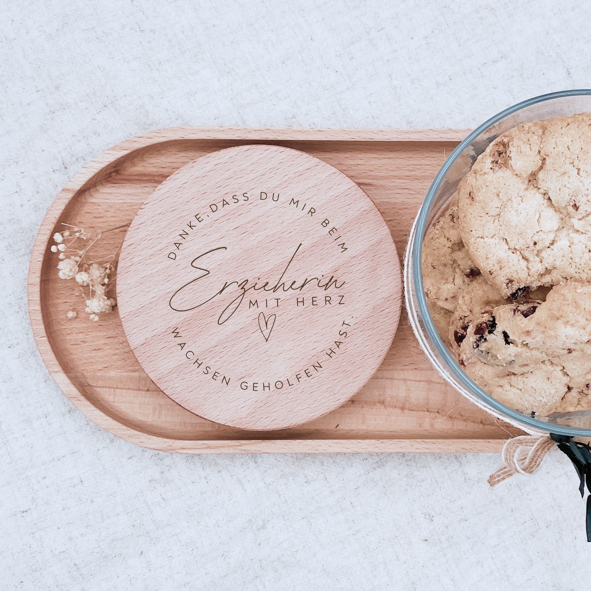 Vorratsglas "Erzieherin mit Herz" mit graviertem Holzdeckel · 530 bis 880ml