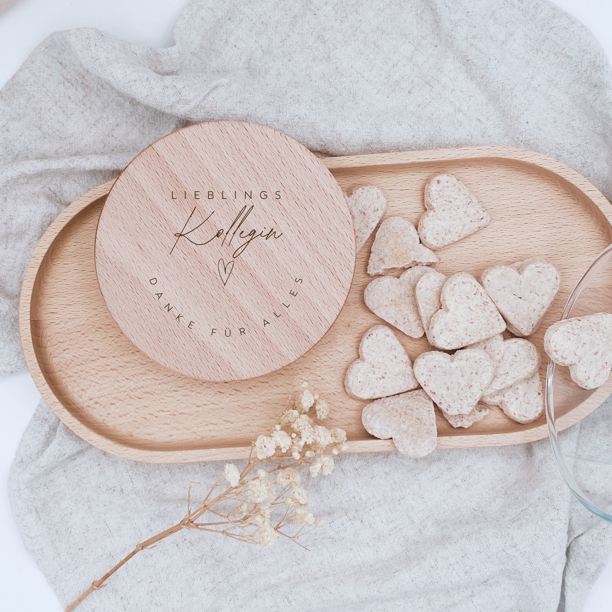 Vorratsglas "Lieblingskollegin" mit graviertem Holzdeckel · 530 bis 880ml