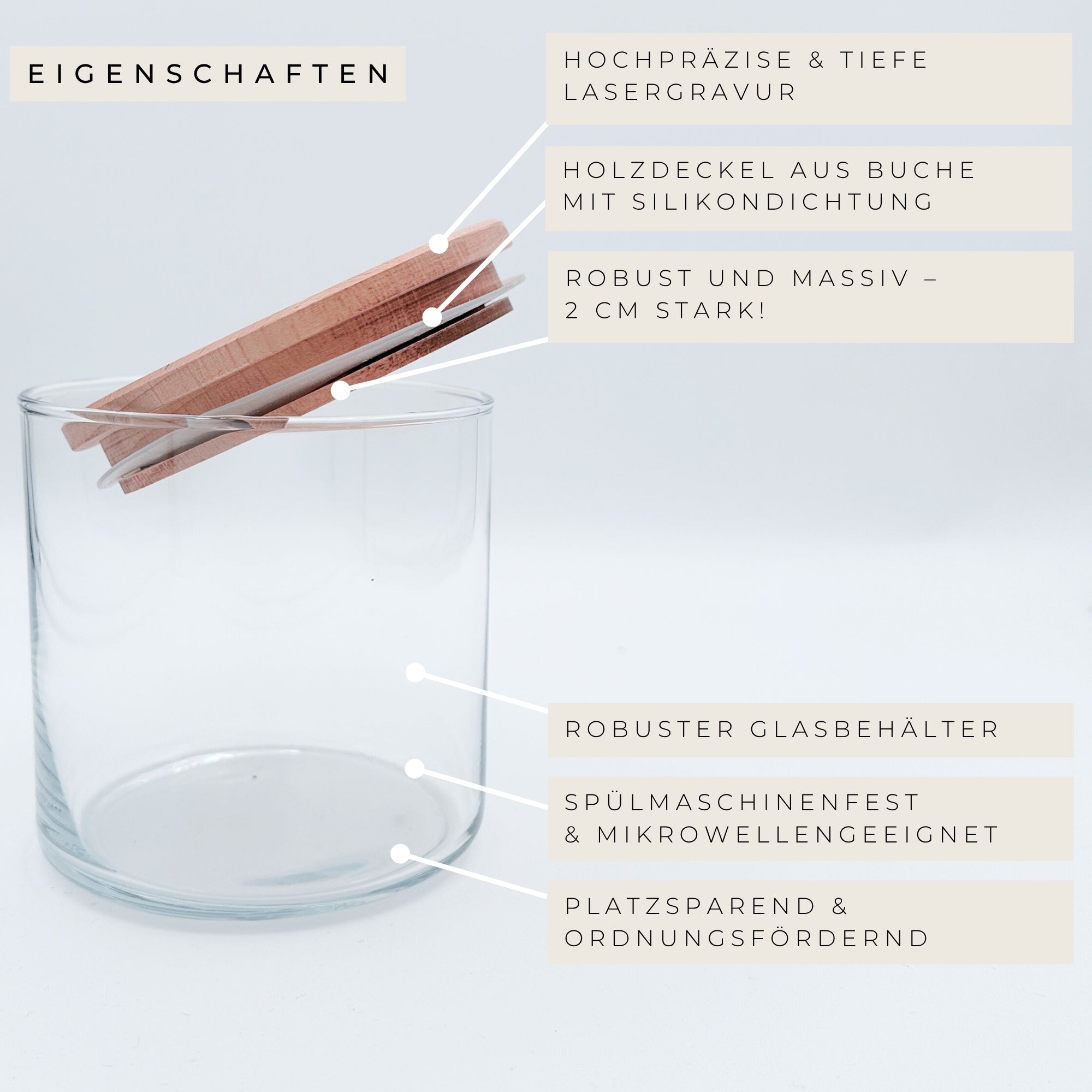 Vorratsglas "Nervennahrung" mit graviertem Holzdeckel · 530 bis 880ml