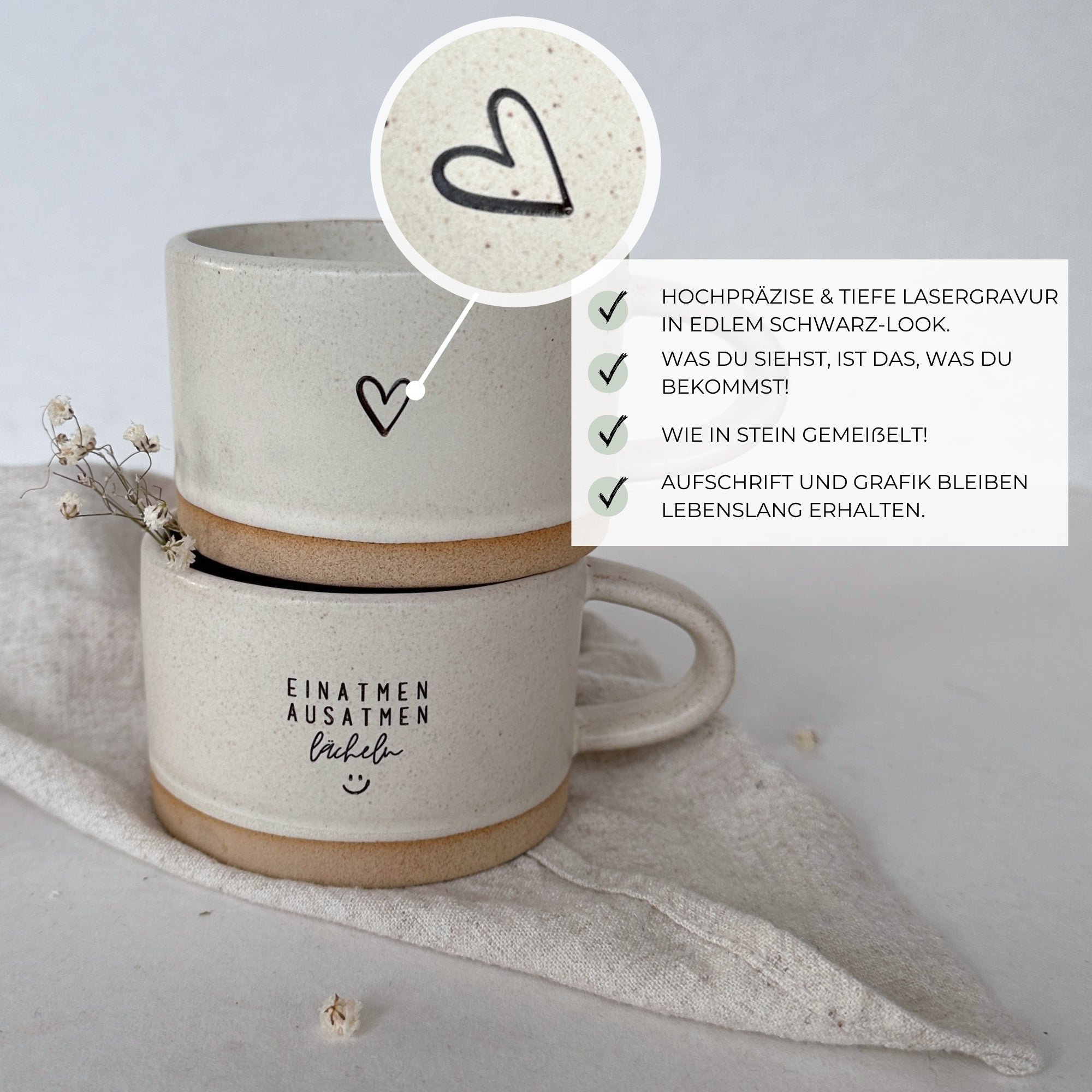Steingut-Tasse - "Hebamme mit Herz" - 100% Handgemacht | RUSTY