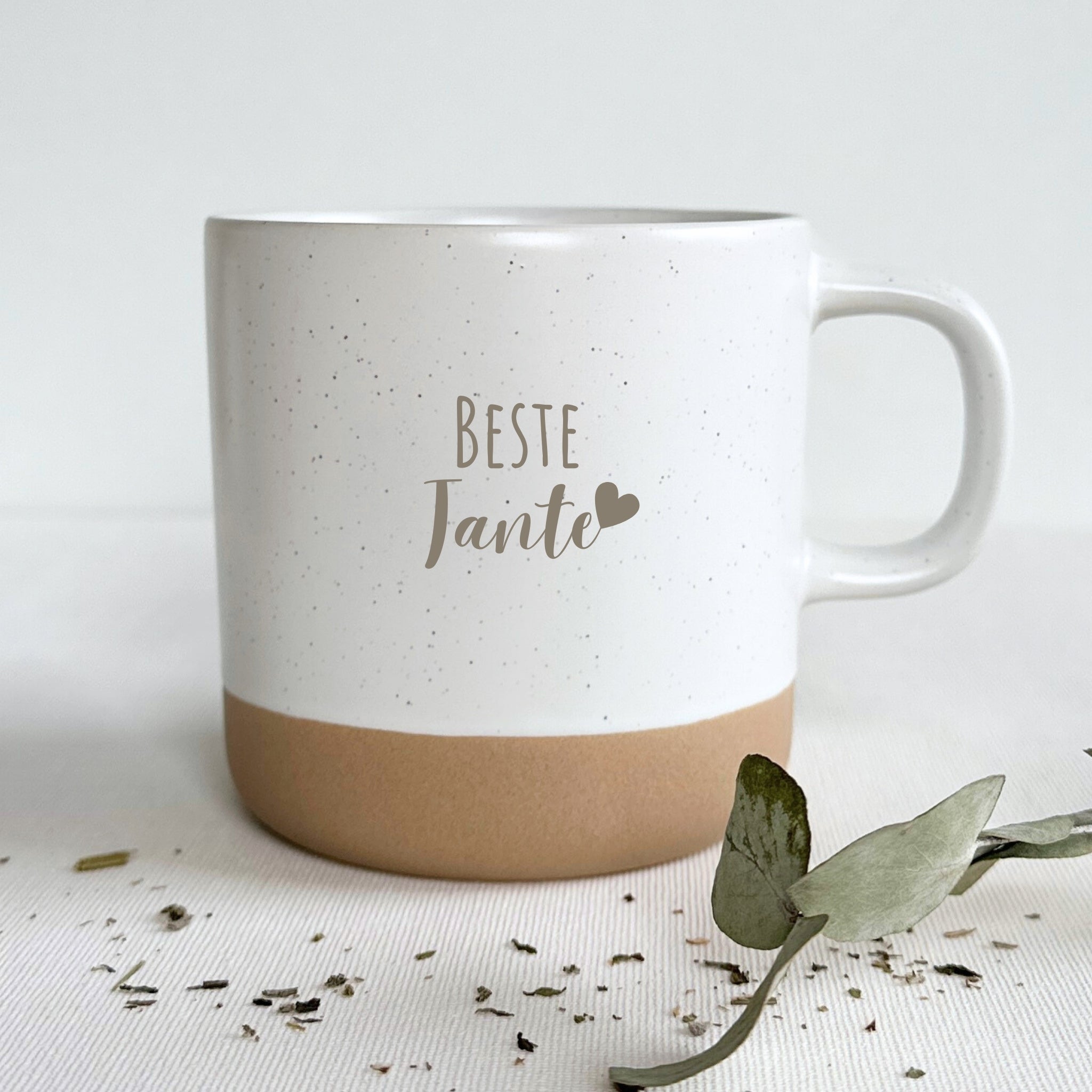 Steingut Tasse - "Beste Tante" - Gravur - SANDY