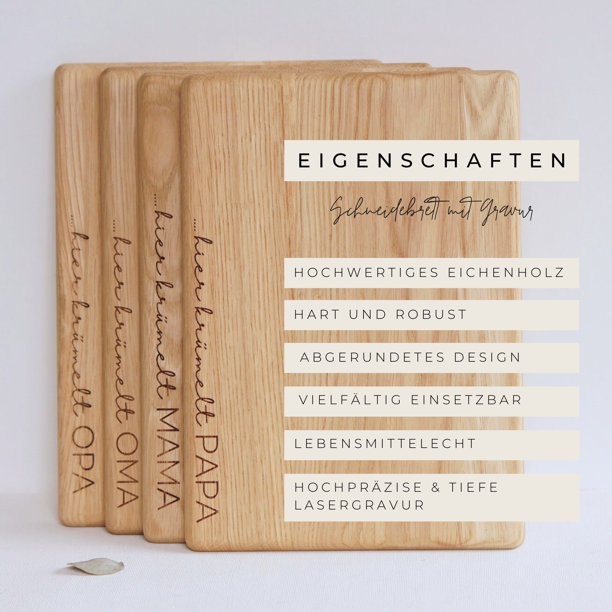 SCHNEIDEBRETT - "HIER KRÜMELT OPA" - GRAVUR - EICHE GEWACHST - LYDIA