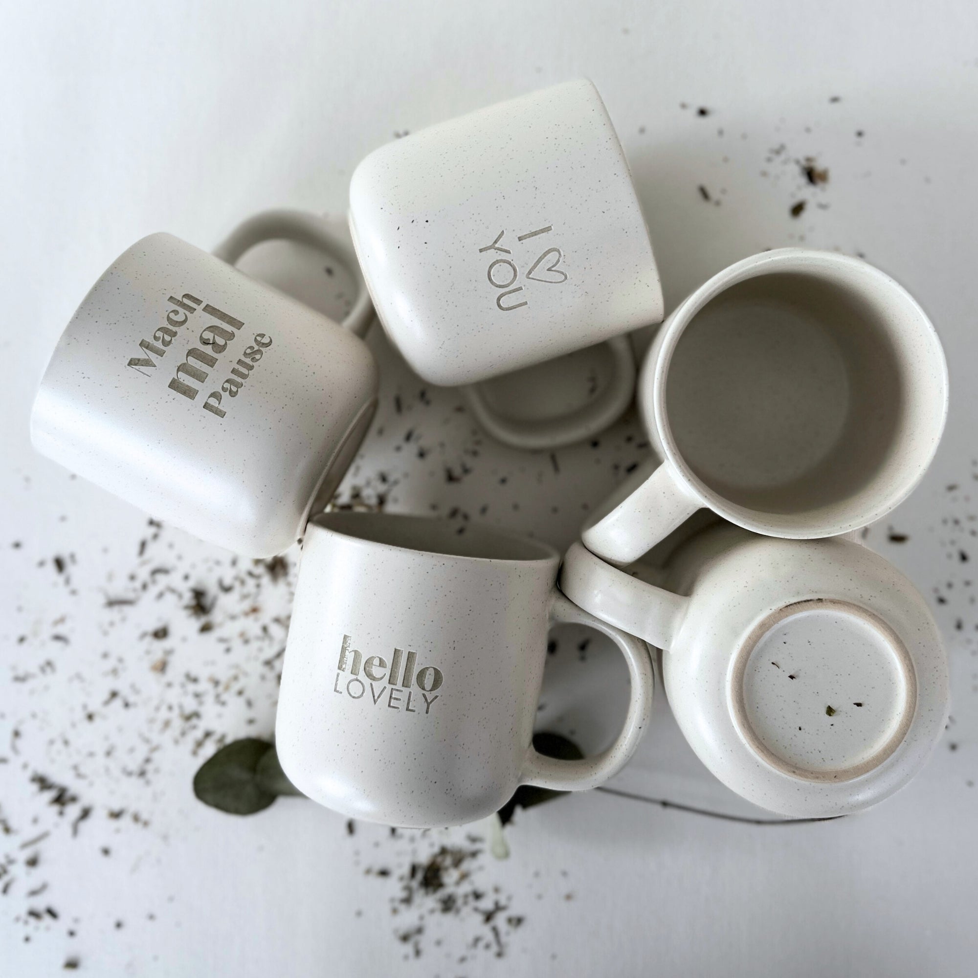 Steingut Tasse - "Herzensmensch" - Gravur - STYLER