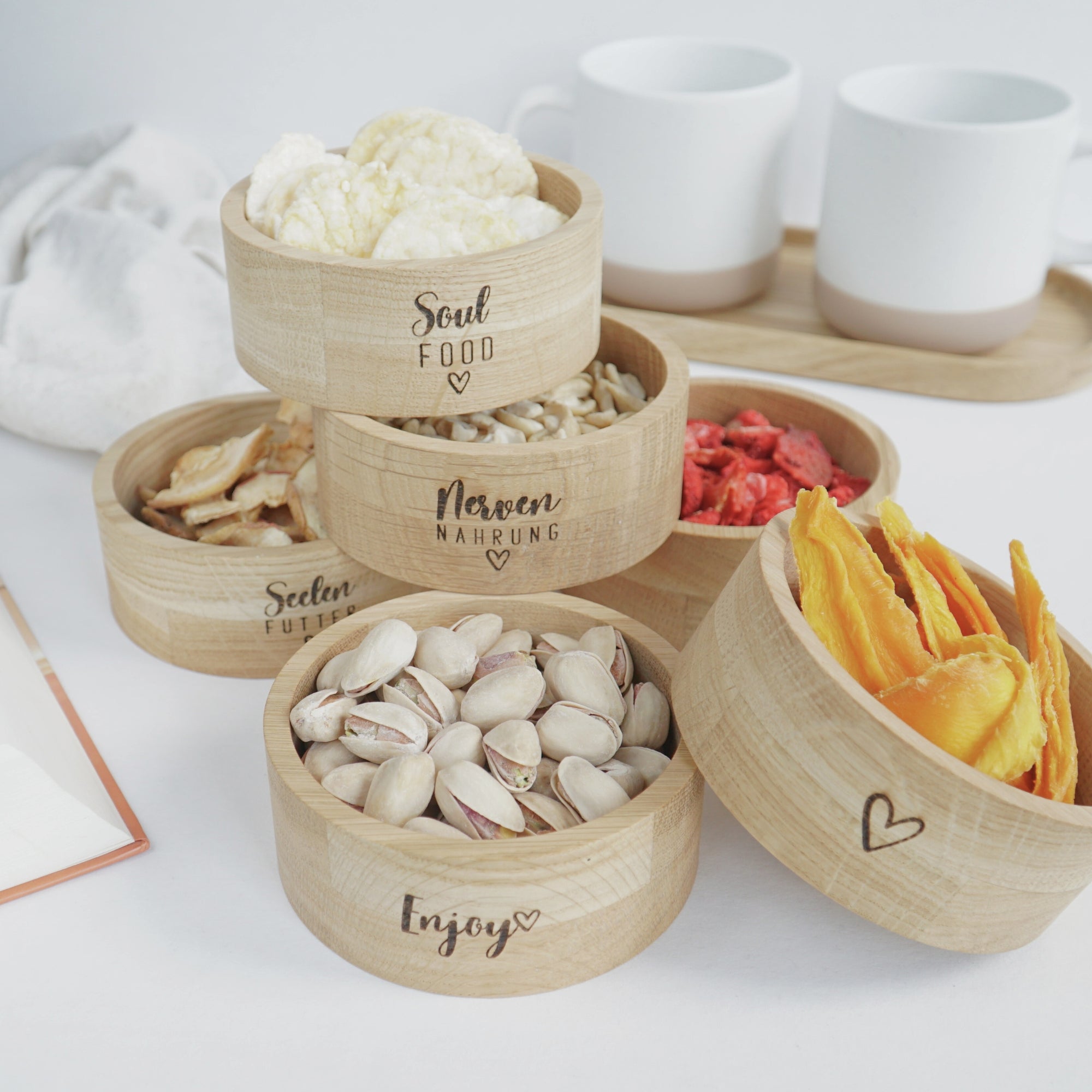 Kleine Snackschale Snackschüssel - 100% FSC® zertifiziert - Eiche gewachst - BOWLY