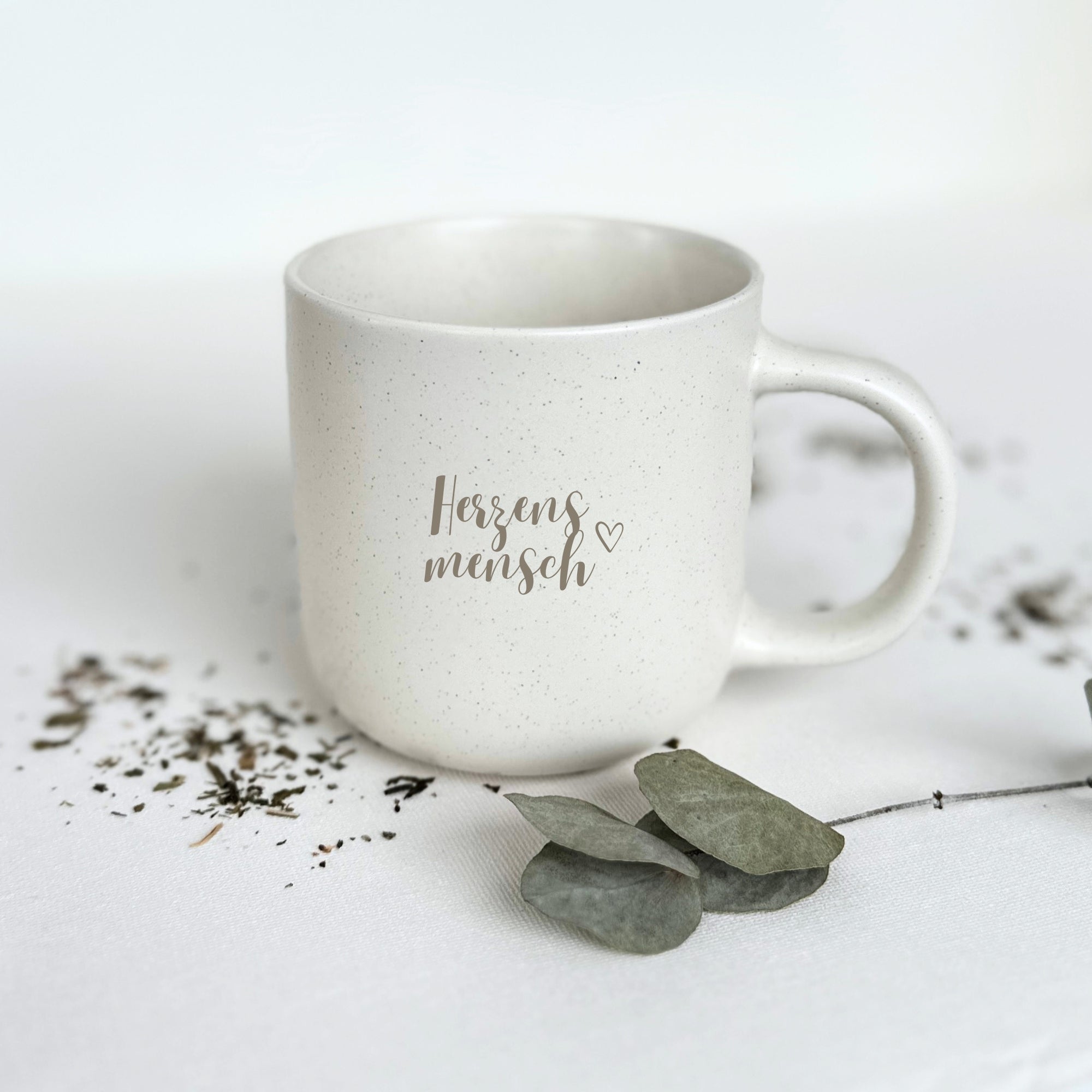 Steingut Tasse - "Herzensmensch" - Gravur - STYLER