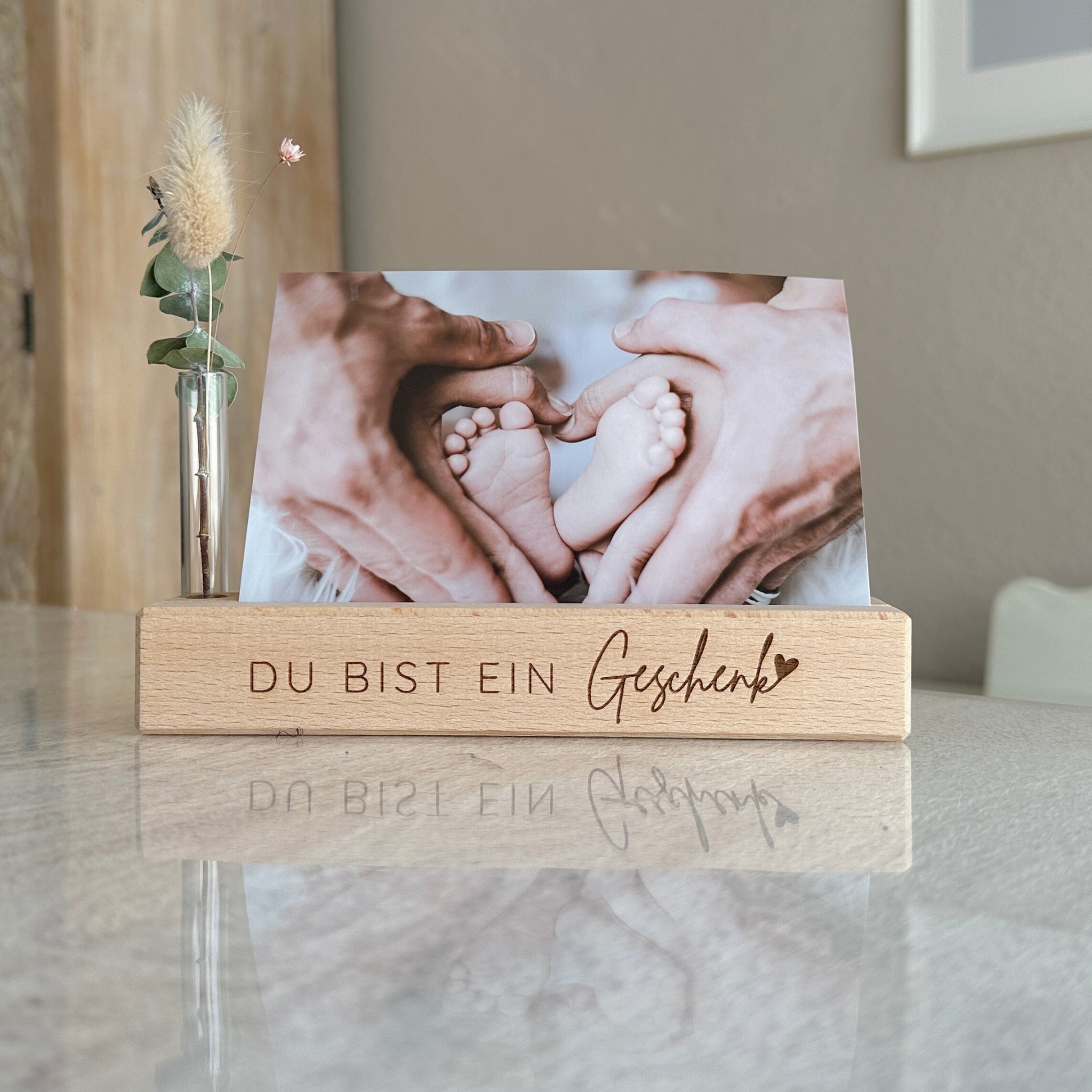 Karten-/Fotohalter - "Du bist ein Geschenk" - Handmade