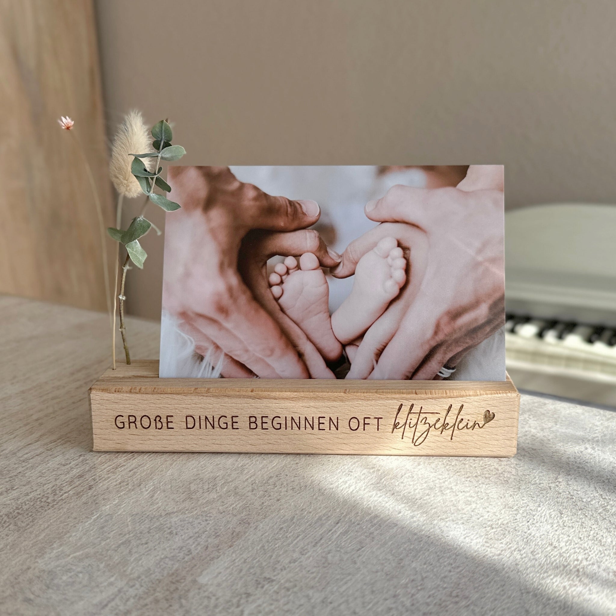 Karten-/Fotohalter - "Große Dinge beginnen oft klitzeklein" - Handmade