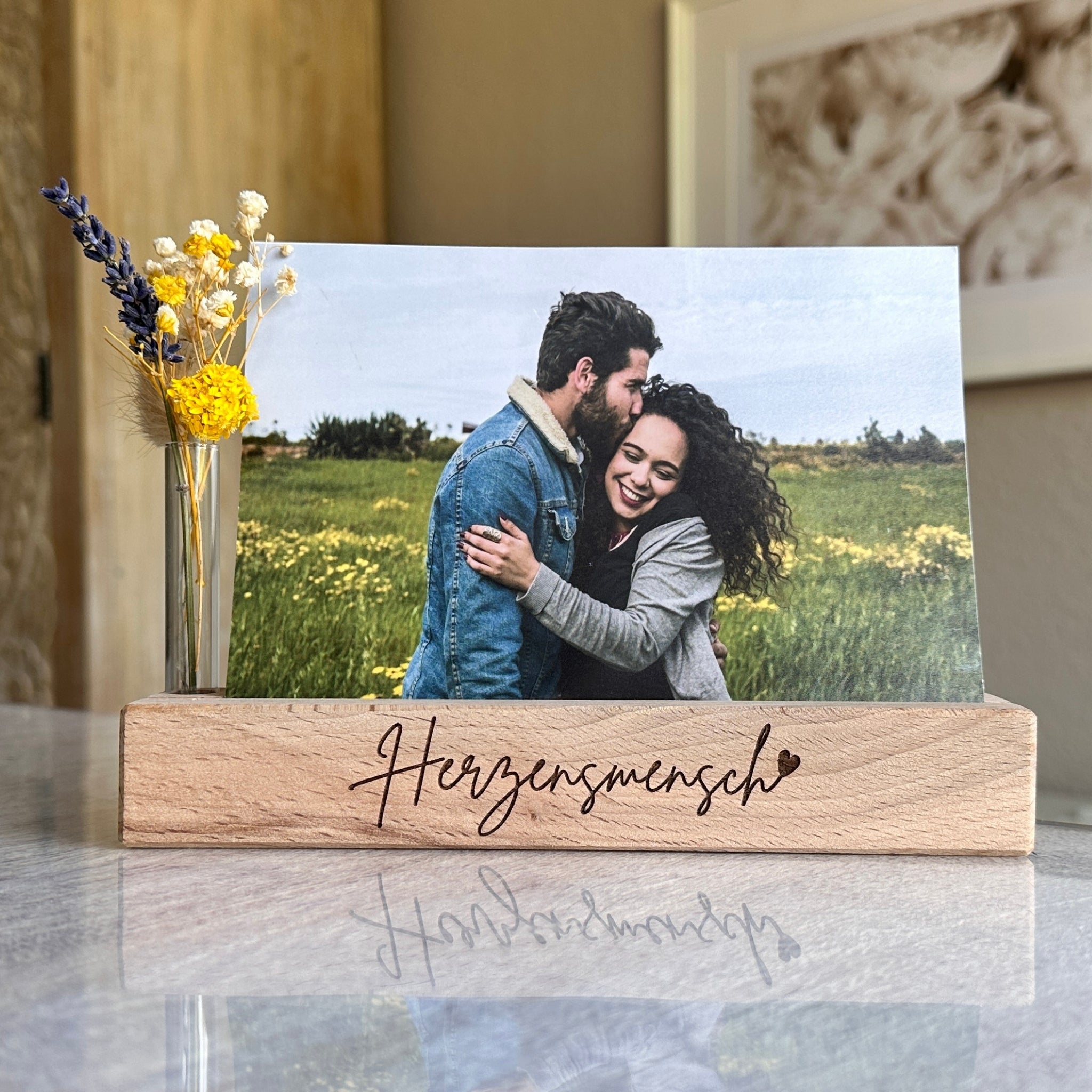 Karten-/Fotohalter - "Herzensmensch I" - Handmade