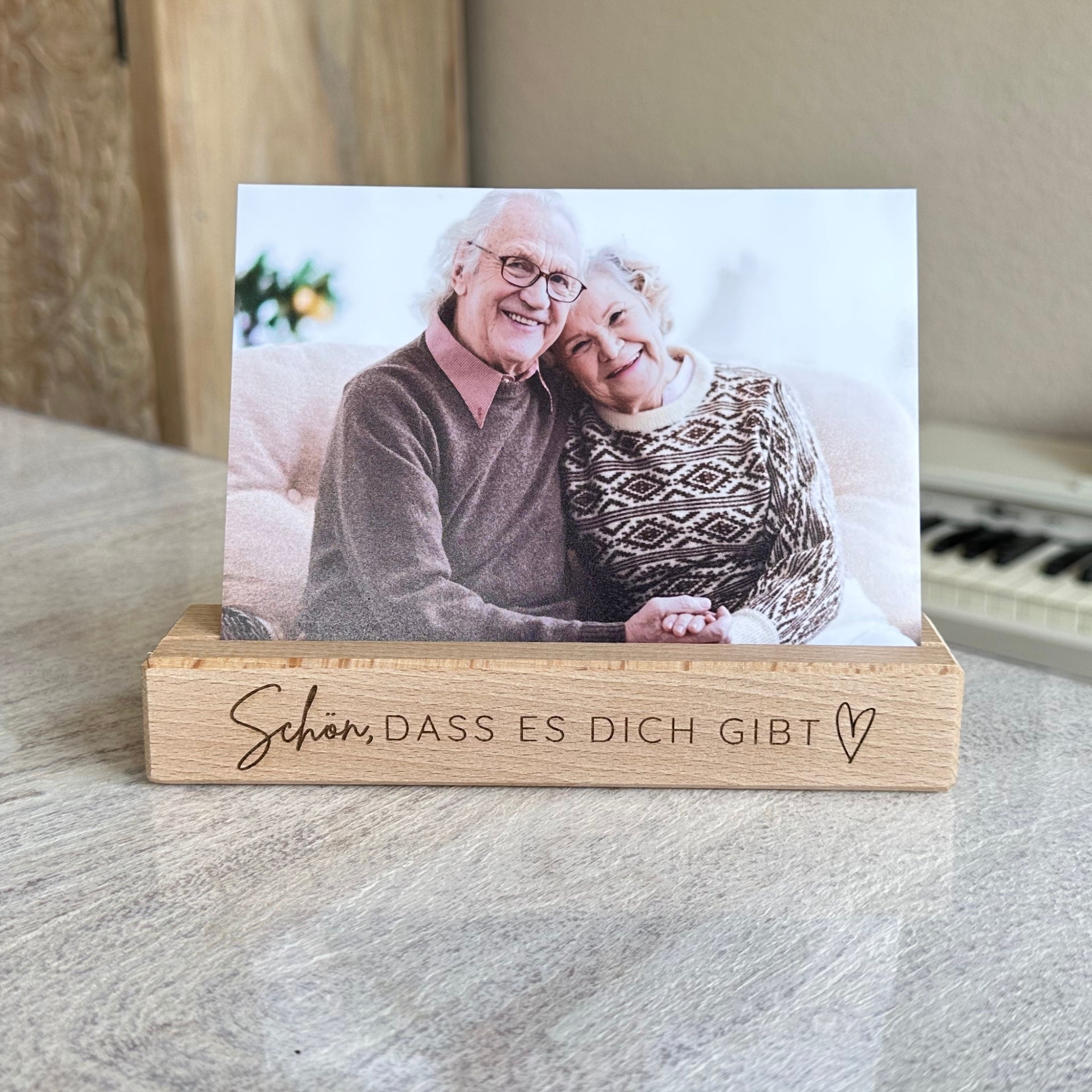 Karten-/Fotohalter - "Schön, dass es dich gibt" - Handmade