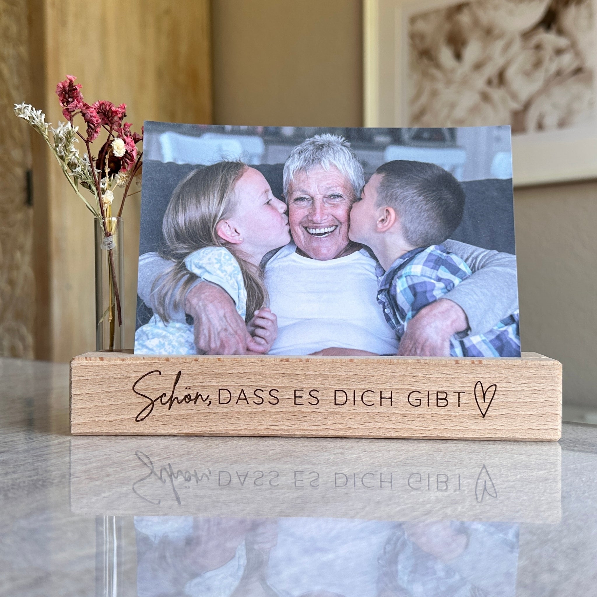 Karten-/Fotohalter - "Schön, dass es dich gibt" - Handmade