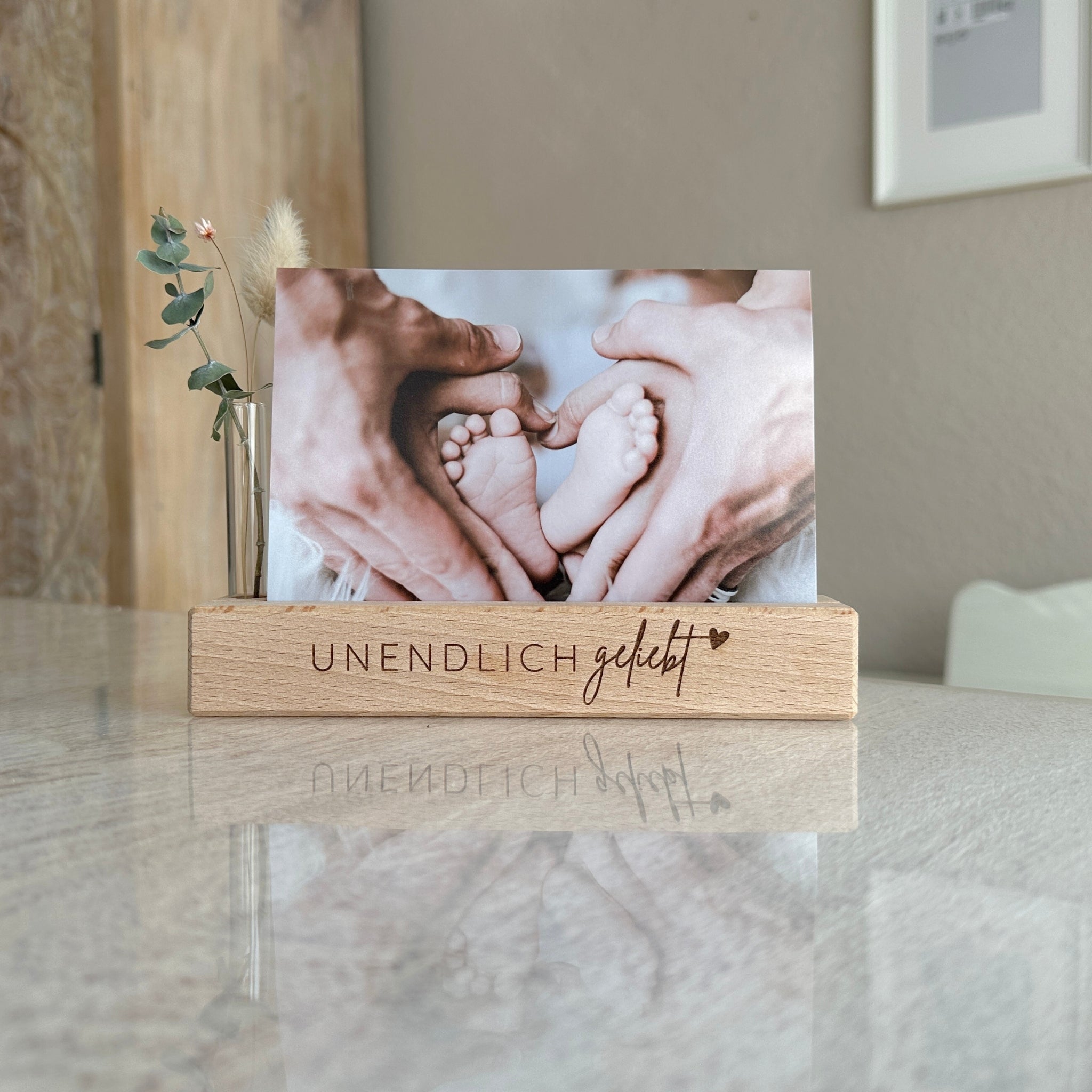 Karten-/Fotohalter - "Unendlich geliebt" - Handmade
