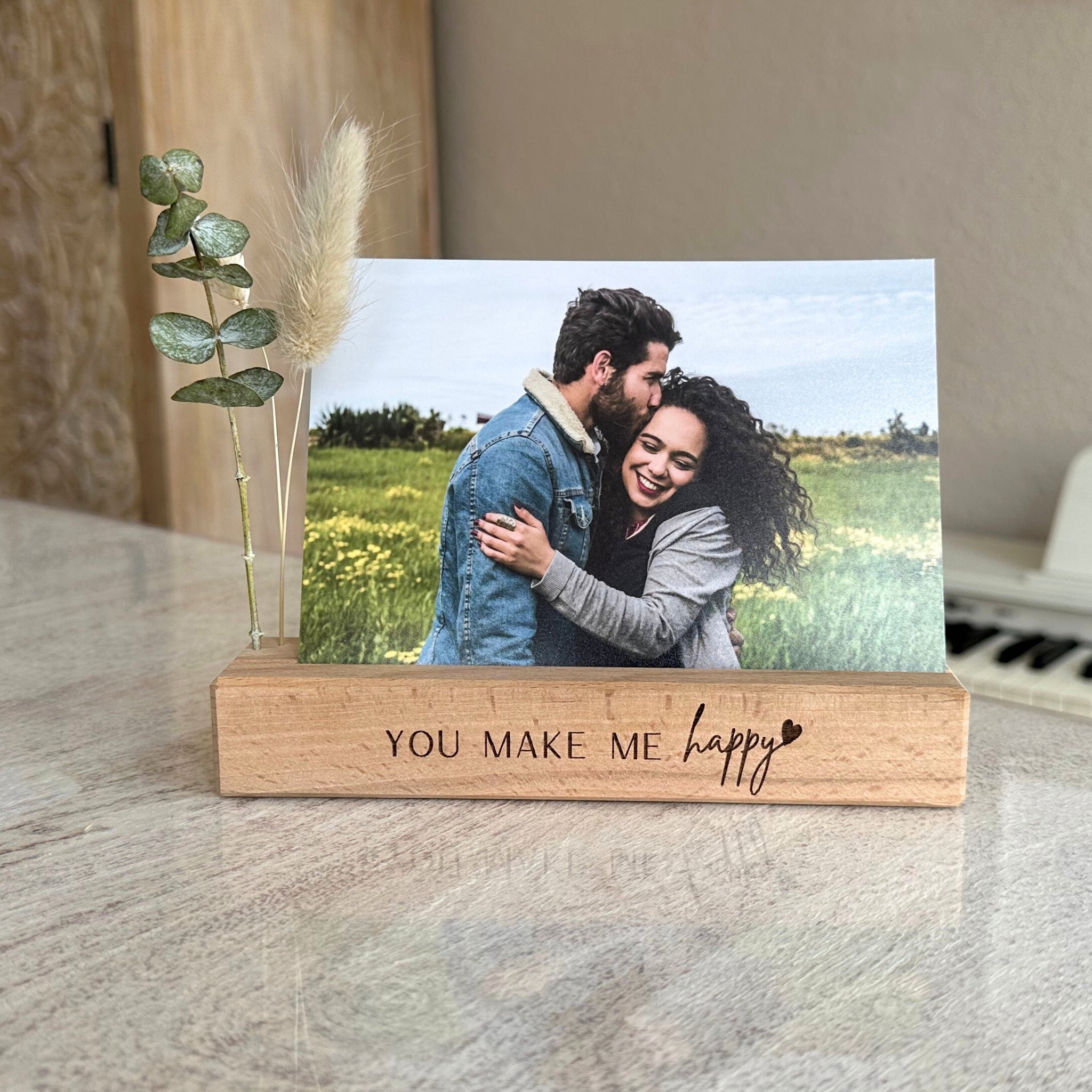 Karten-/Fotohalter - "You make me happy" - Handmade