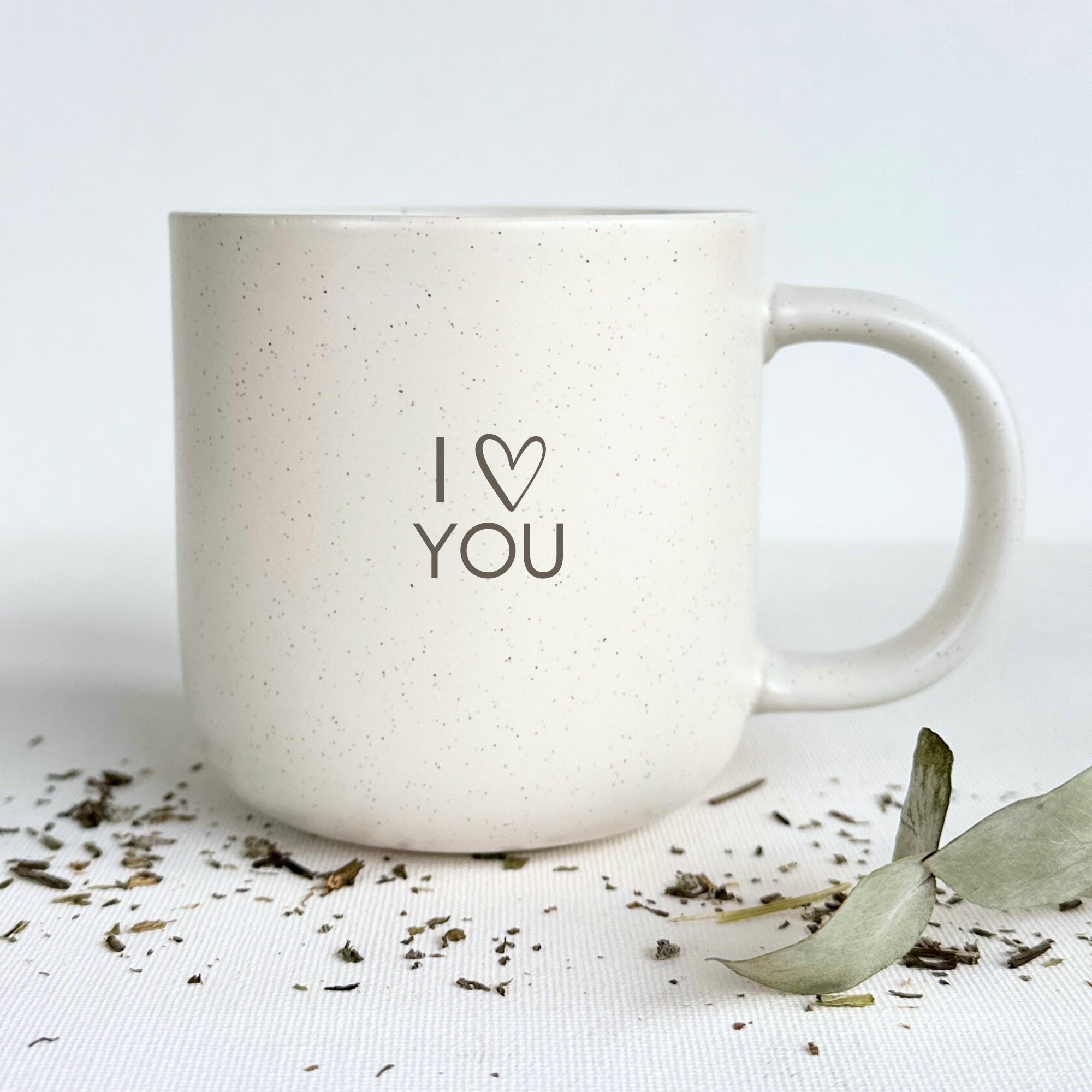 Steingut Tasse - "I Love U" - Gravur - STYLER
