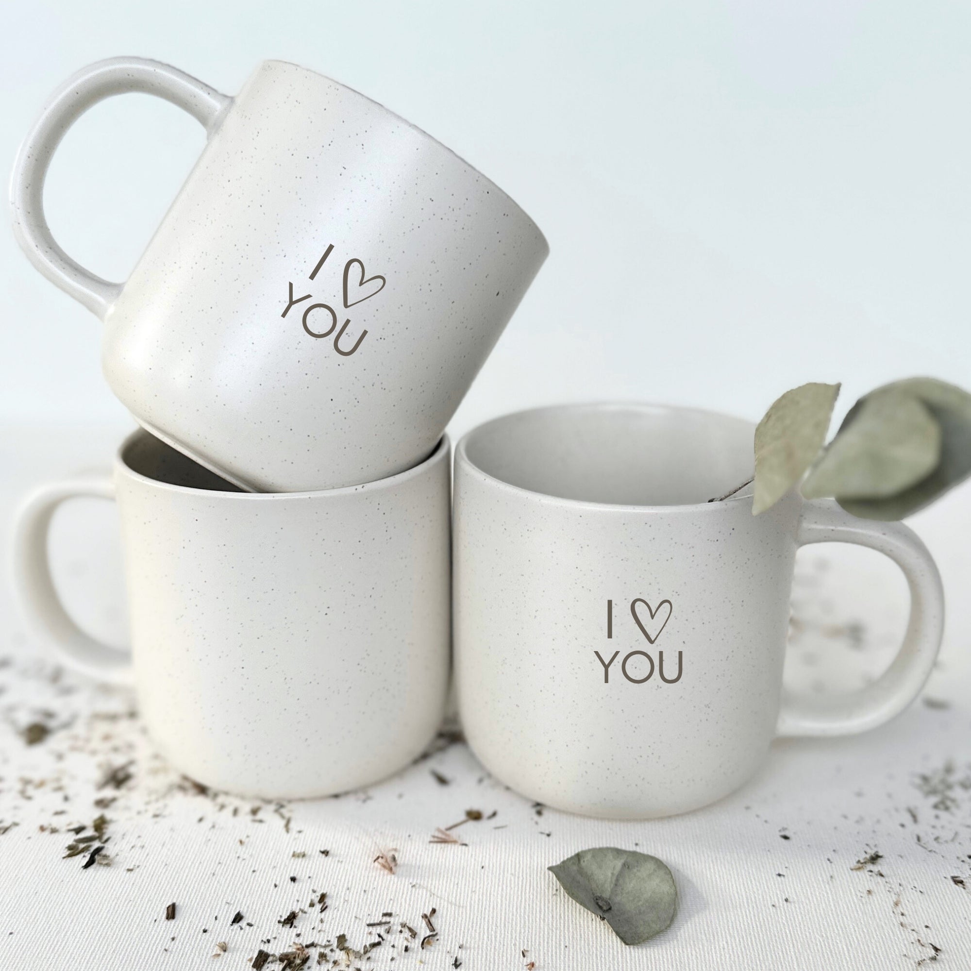 Steingut Tasse - "I Love U" - Gravur - STYLER